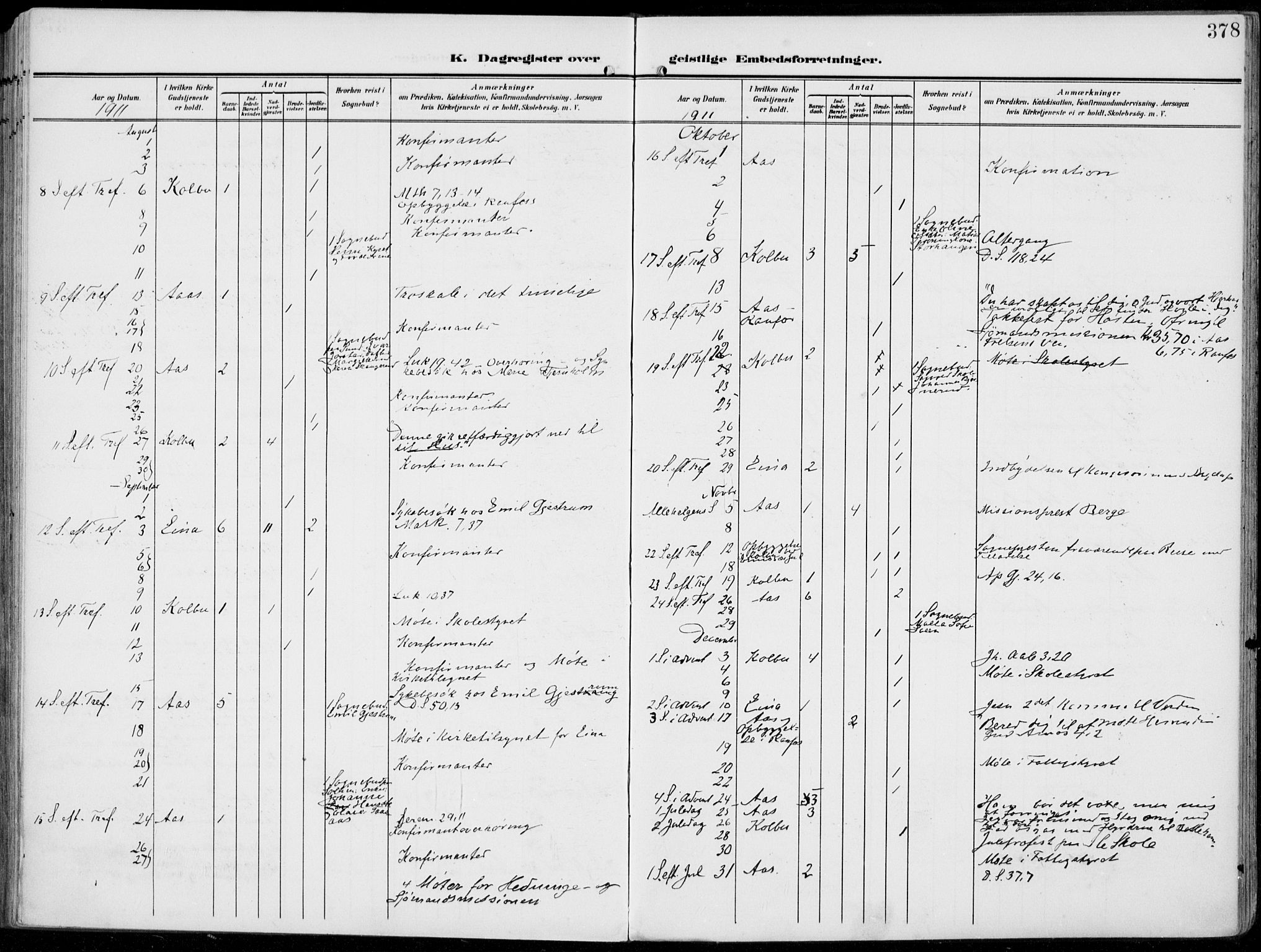 Vestre Toten prestekontor, AV/SAH-PREST-108/H/Ha/Haa/L0014: Parish register (official) no. 14, 1907-1920, p. 378