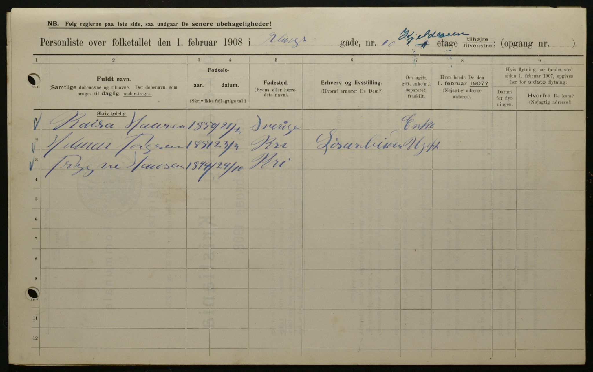 OBA, Municipal Census 1908 for Kristiania, 1908, p. 20044