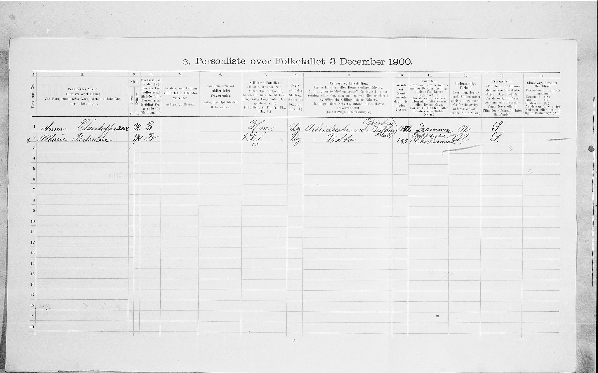 SAO, 1900 census for Kristiania, 1900, p. 91013