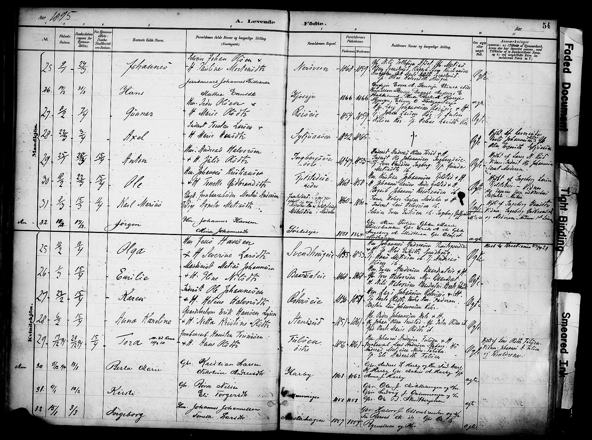 Ringsaker prestekontor, AV/SAH-PREST-014/K/Ka/L0017: Parish register (official) no. 17, 1891-1902, p. 54