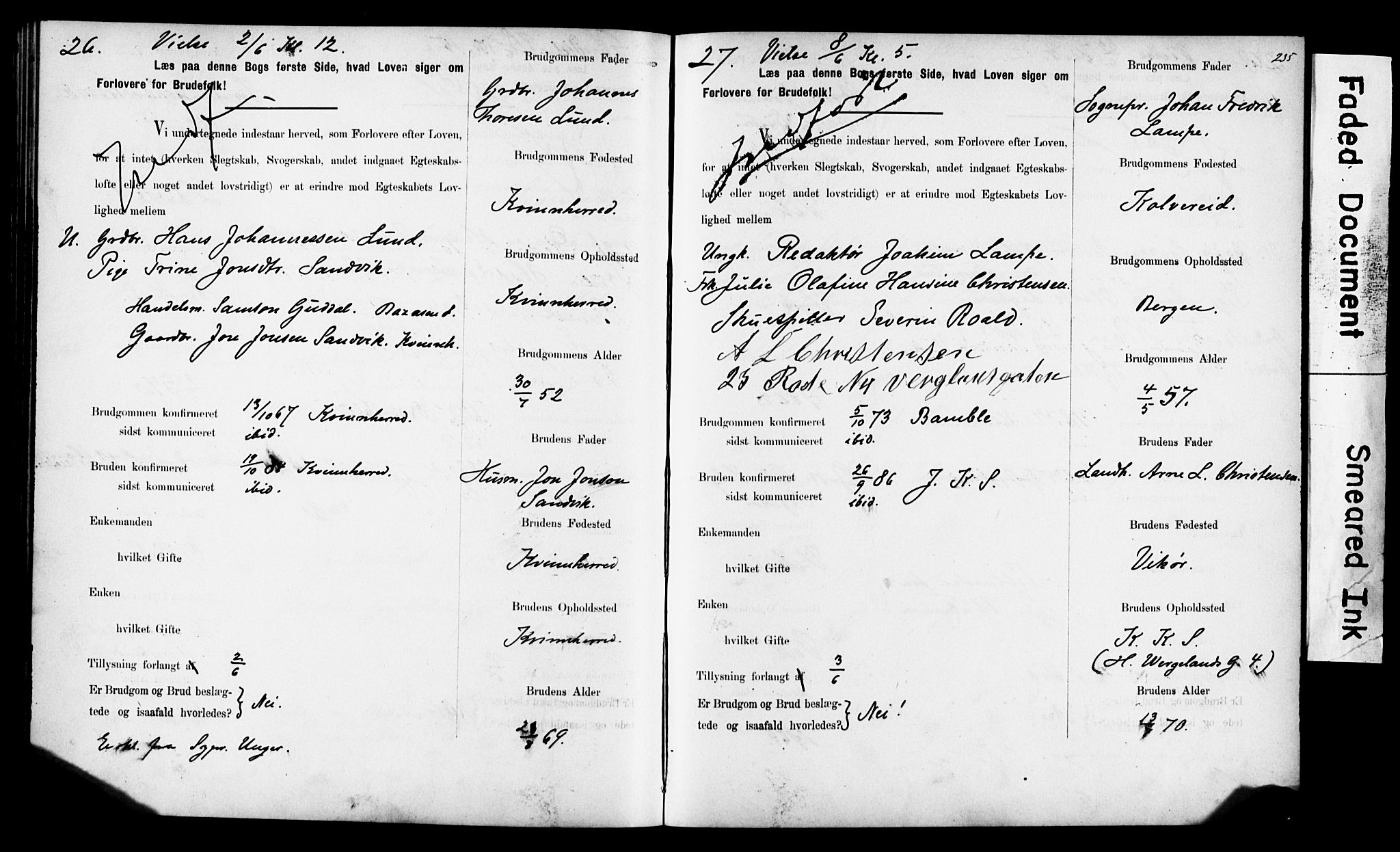 Korskirken sokneprestembete, AV/SAB-A-76101: Best man's statements no. II.5.6, 1889-1898, p. 235