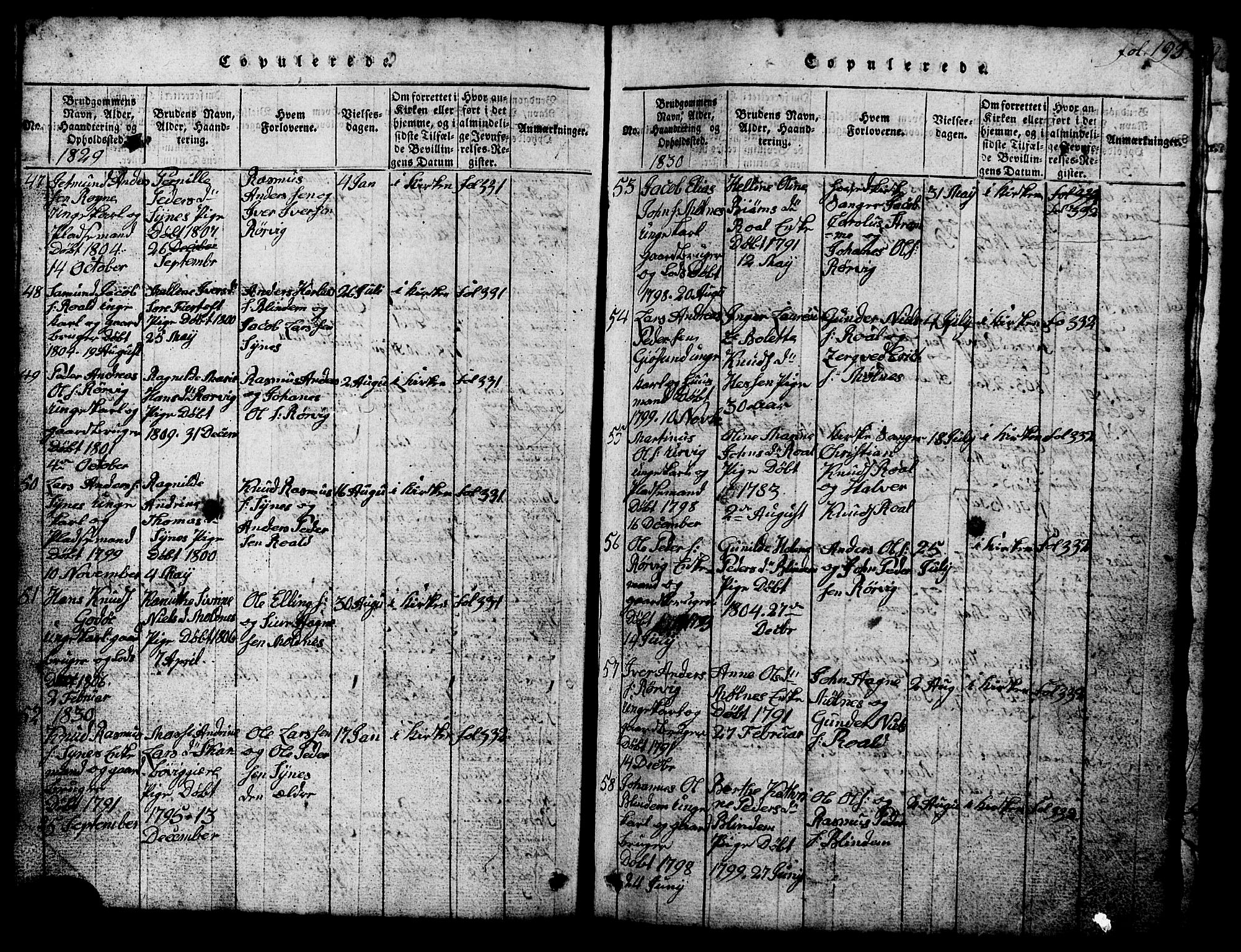 Ministerialprotokoller, klokkerbøker og fødselsregistre - Møre og Romsdal, SAT/A-1454/537/L0520: Parish register (copy) no. 537C01, 1819-1868, p. 193