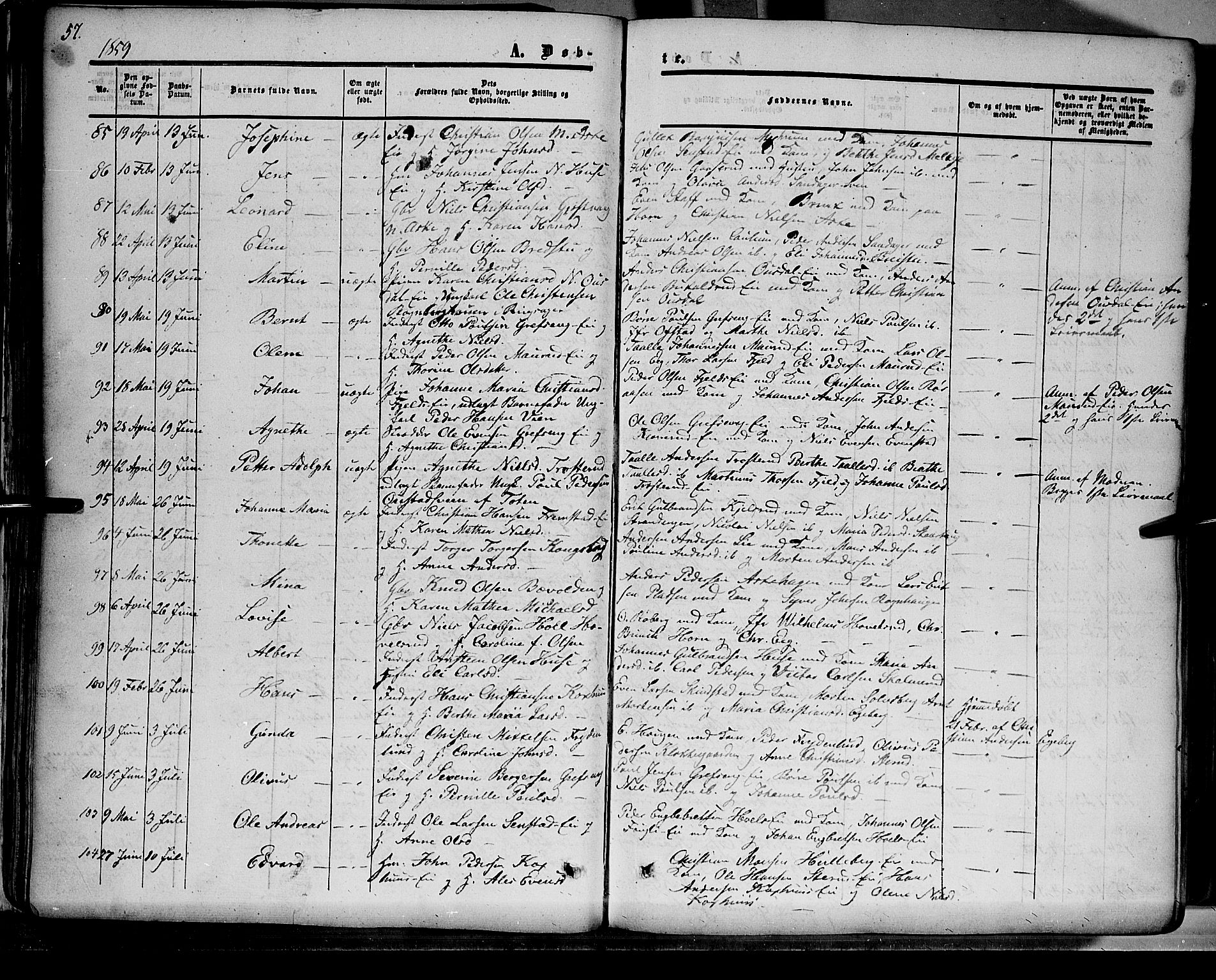 Nes prestekontor, Hedmark, SAH/PREST-020/K/Ka/L0004: Parish register (official) no. 4, 1852-1886, p. 57