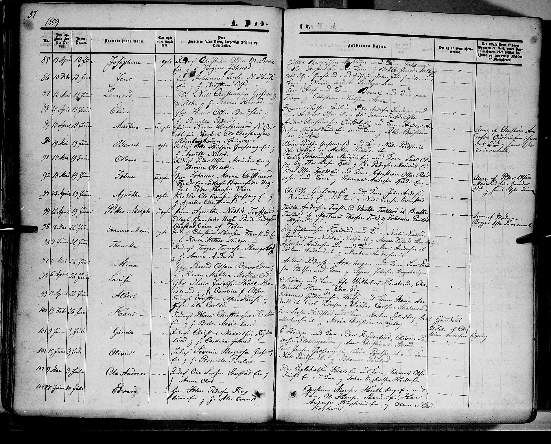 Nes prestekontor, Hedmark, AV/SAH-PREST-020/K/Ka/L0004: Parish register (official) no. 4, 1852-1886, p. 57