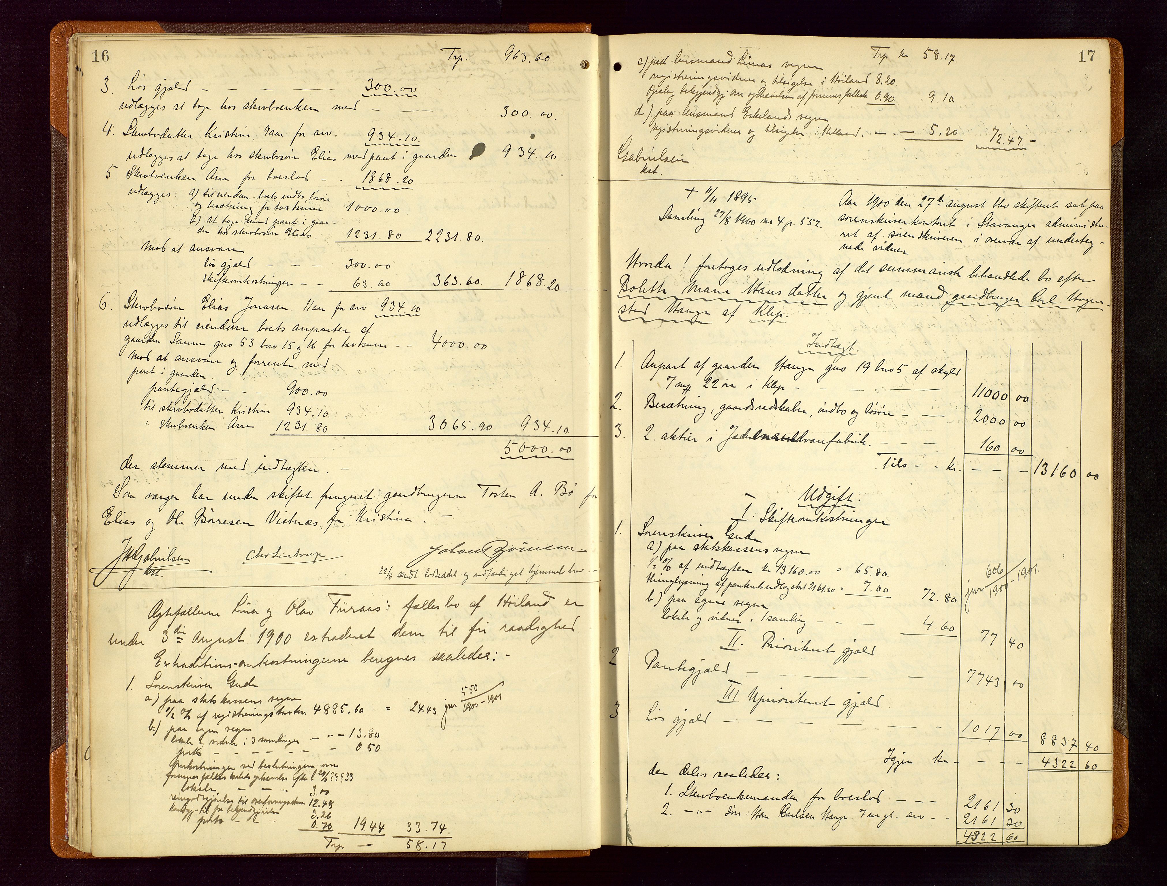 Jæren sorenskriveri, AV/SAST-A-100310/01/5/50/50BB/L0006: SKIFTEUTLODNINGSPROTOKOLL, 1900-1907, p. 16-17
