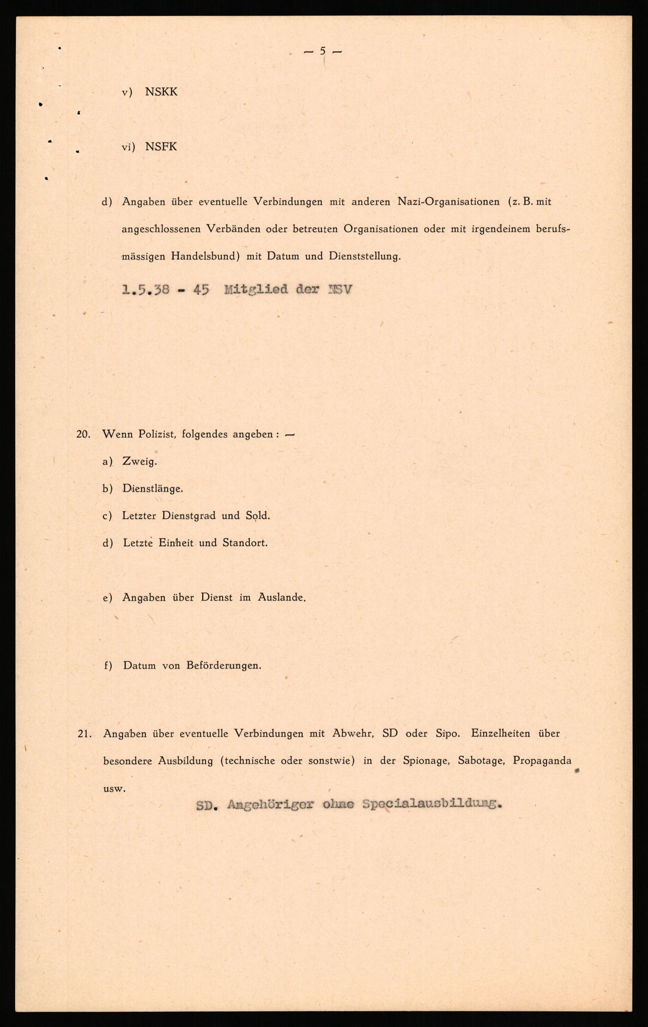 Forsvaret, Forsvarets overkommando II, AV/RA-RAFA-3915/D/Db/L0036: CI Questionaires. Tyske okkupasjonsstyrker i Norge. Tyskere., 1945-1946, p. 423