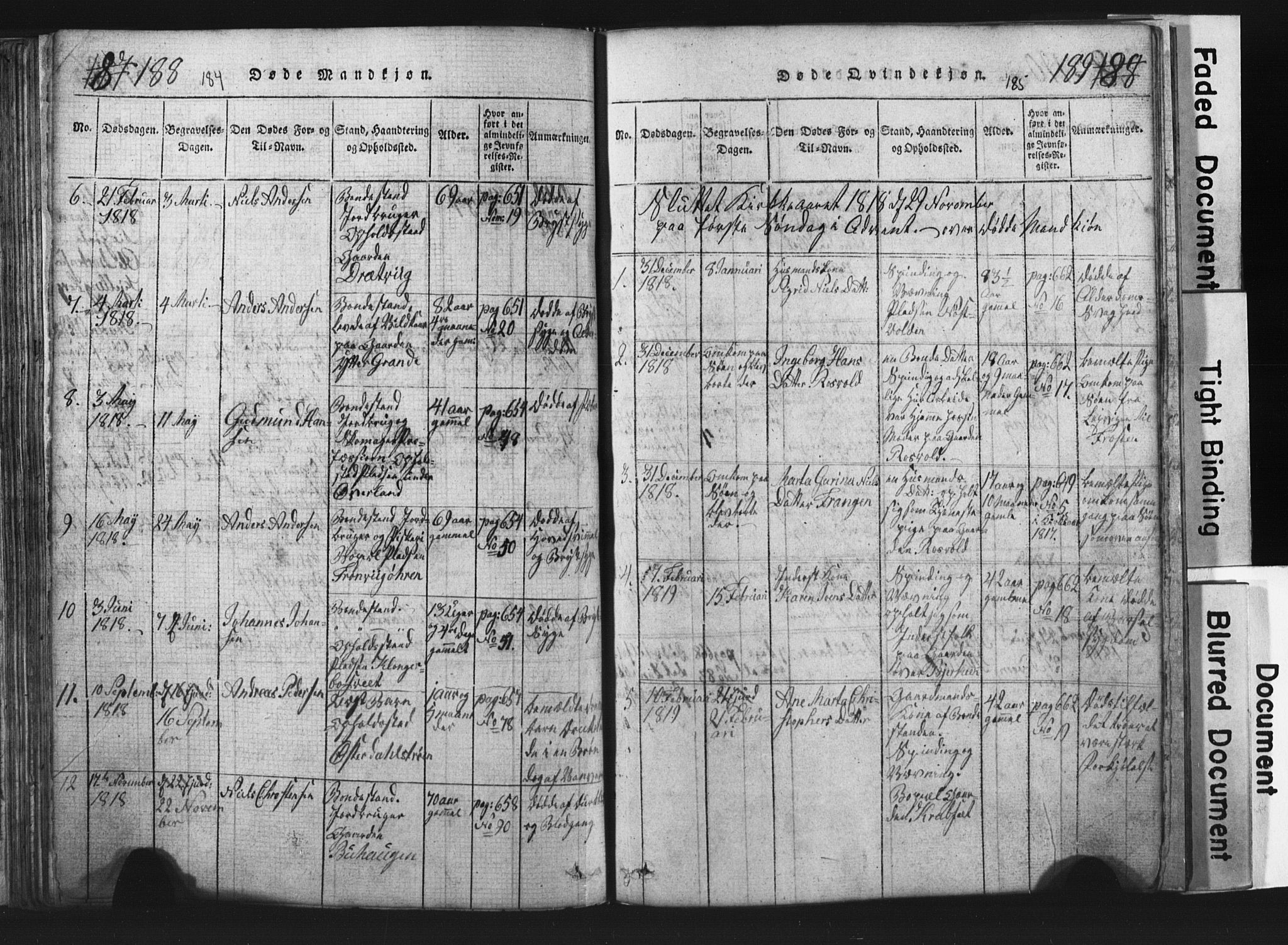 Ministerialprotokoller, klokkerbøker og fødselsregistre - Nord-Trøndelag, SAT/A-1458/701/L0017: Parish register (copy) no. 701C01, 1817-1825, p. 184-185