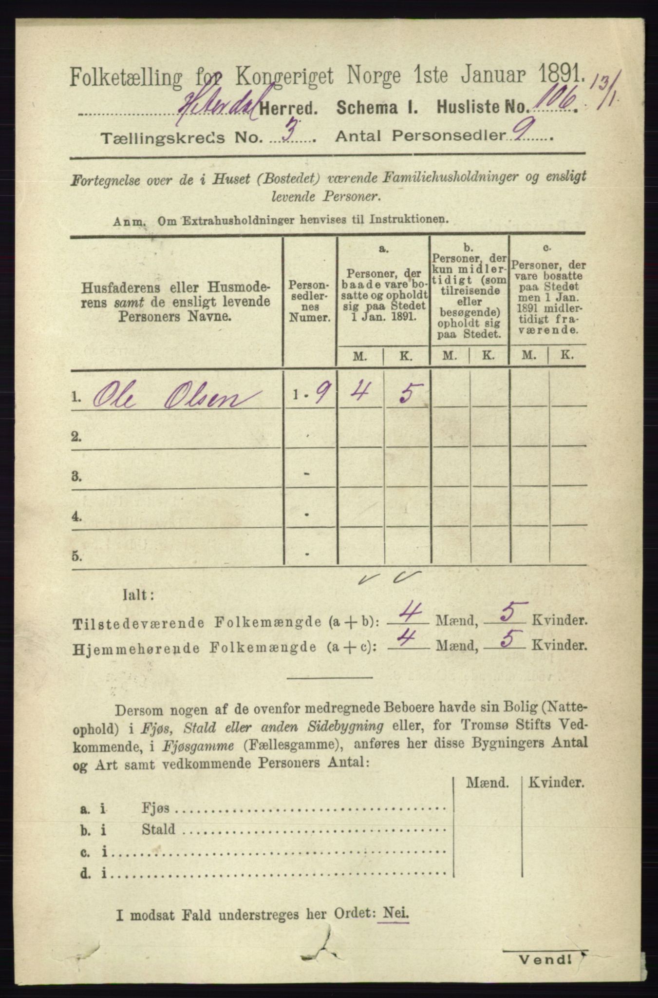 RA, 1891 census for 0823 Heddal, 1891, p. 997