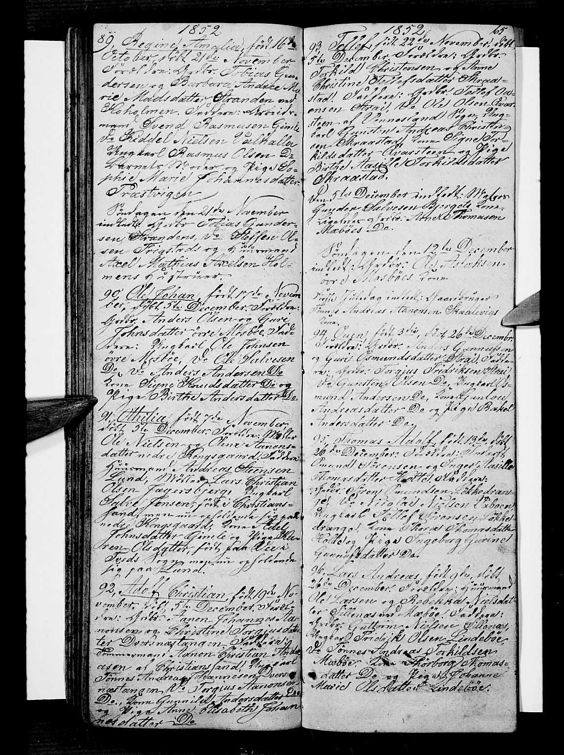 Oddernes sokneprestkontor, AV/SAK-1111-0033/F/Fb/Fba/L0005: Parish register (copy) no. B 5, 1846-1859, p. 65