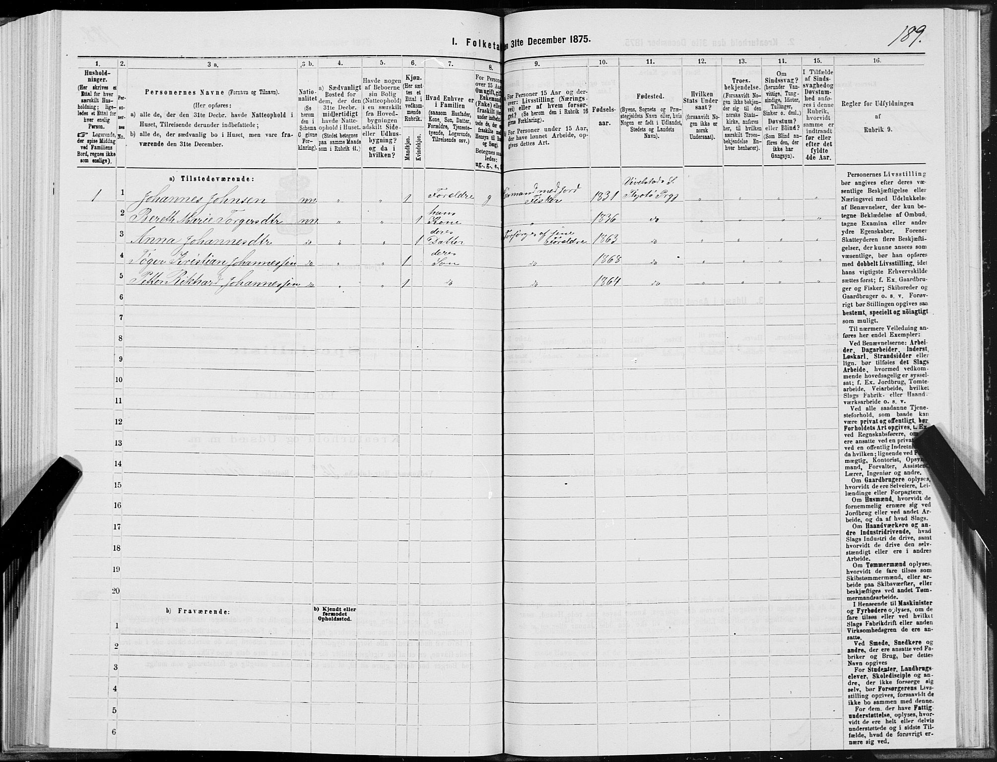 SAT, 1875 census for 1817P Tjøtta, 1875, p. 1189