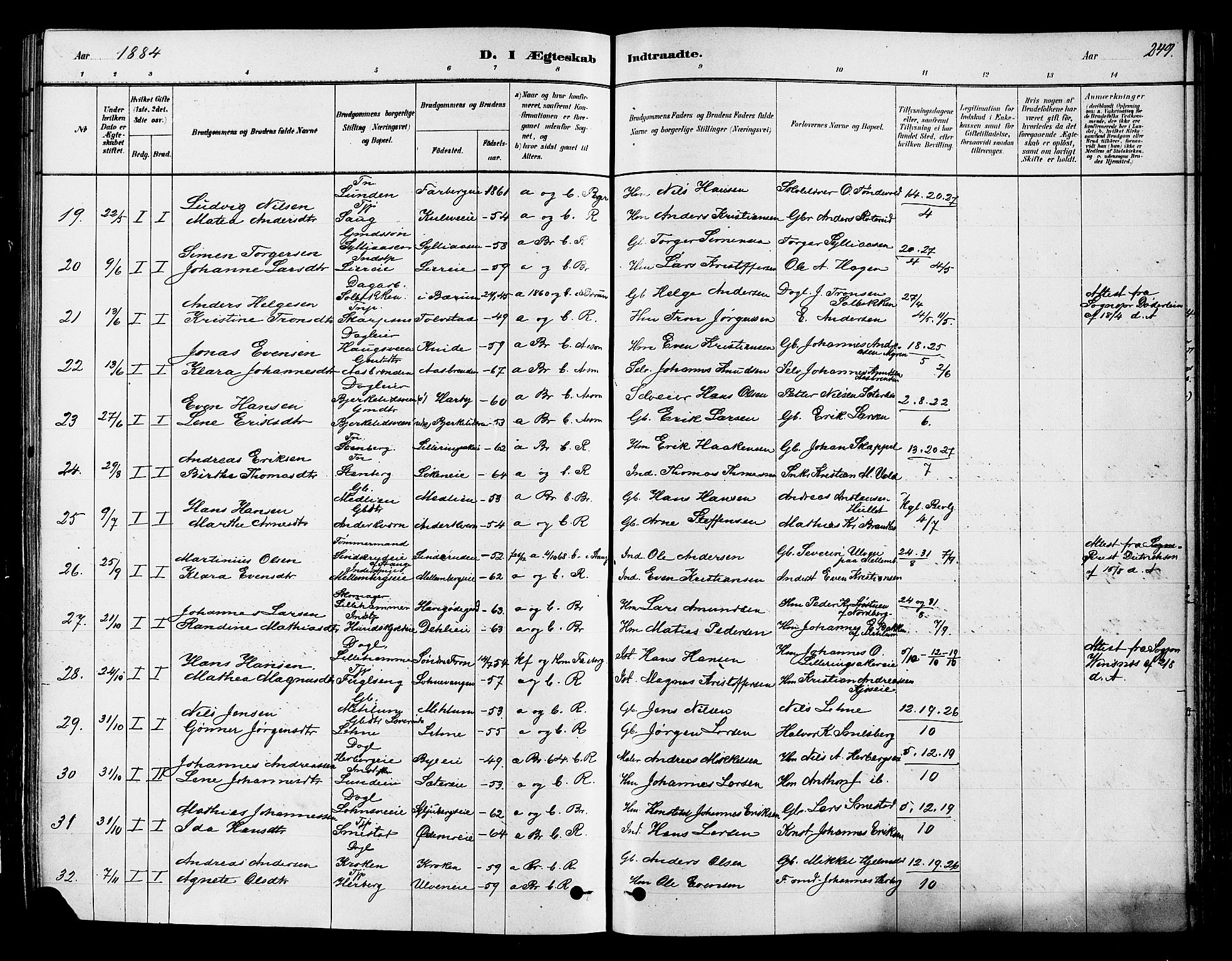 Ringsaker prestekontor, SAH/PREST-014/K/Ka/L0012: Parish register (official) no. 12, 1879-1890, p. 249