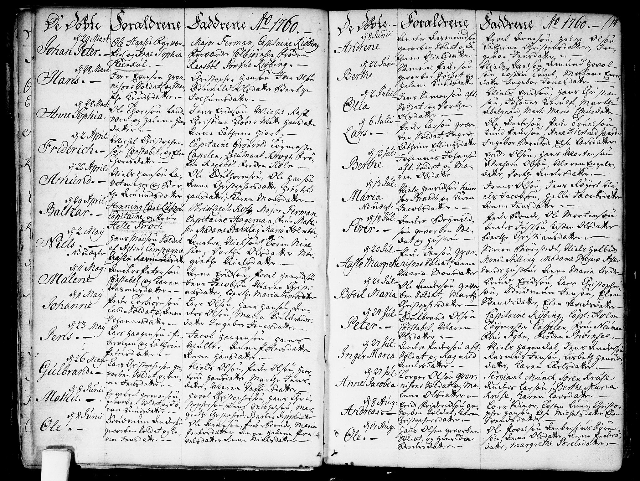 Garnisonsmenigheten Kirkebøker, SAO/A-10846/F/Fa/L0002: Parish register (official) no. 2, 1757-1776, p. 14