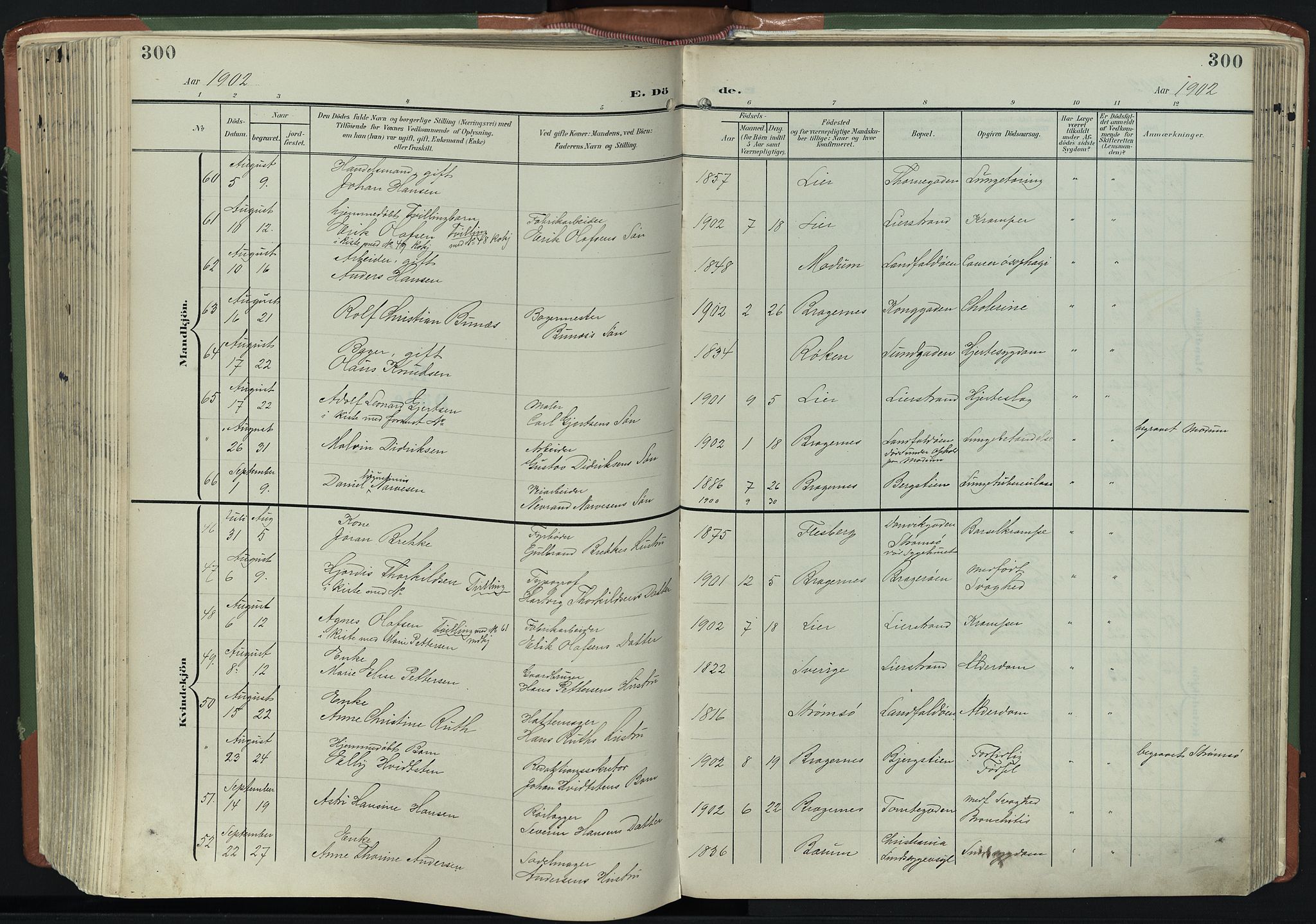 Bragernes kirkebøker, AV/SAKO-A-6/F/Fb/L0009: Parish register (official) no. II 9, 1902-1911, p. 300