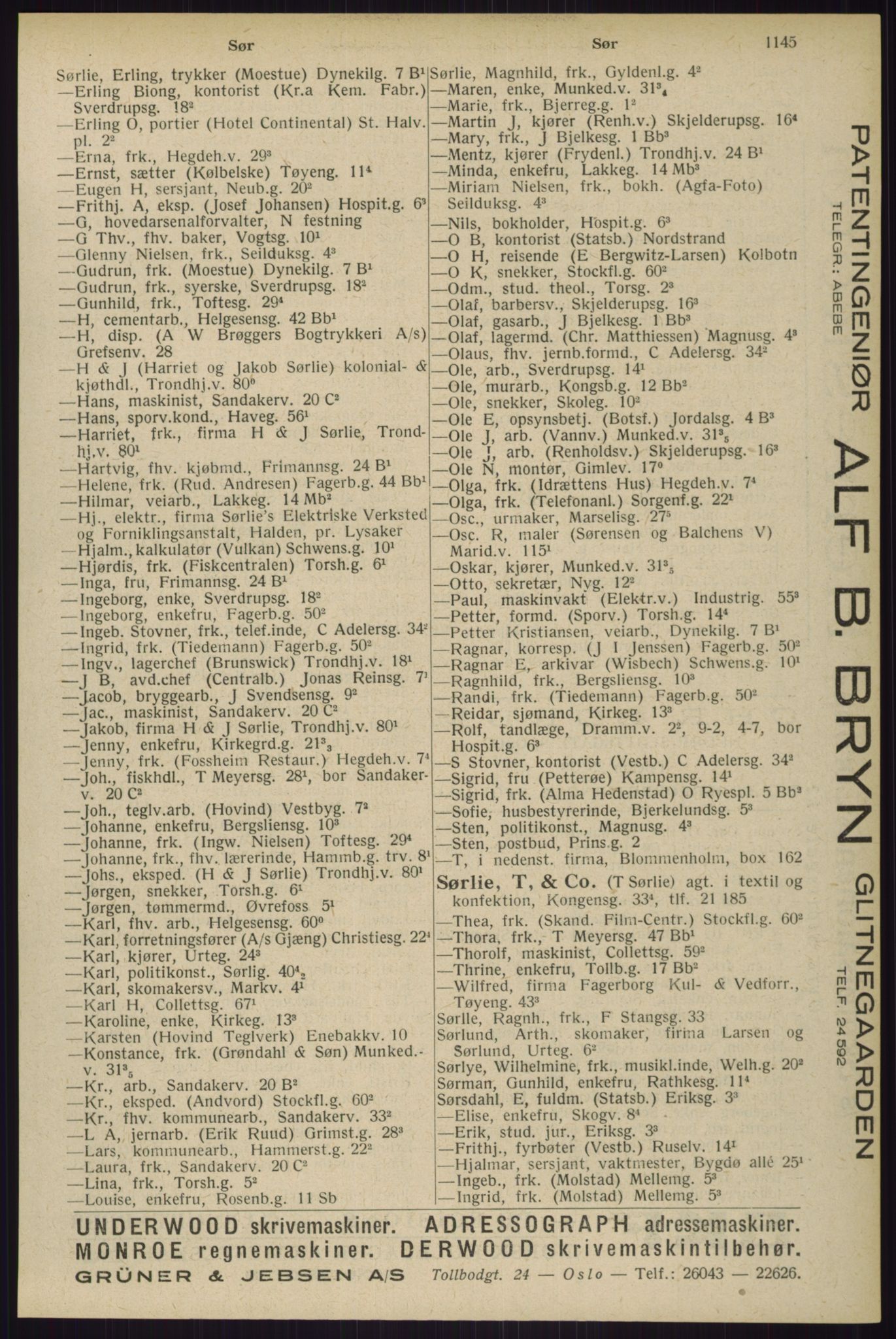 Kristiania/Oslo adressebok, PUBL/-, 1929, p. 1145