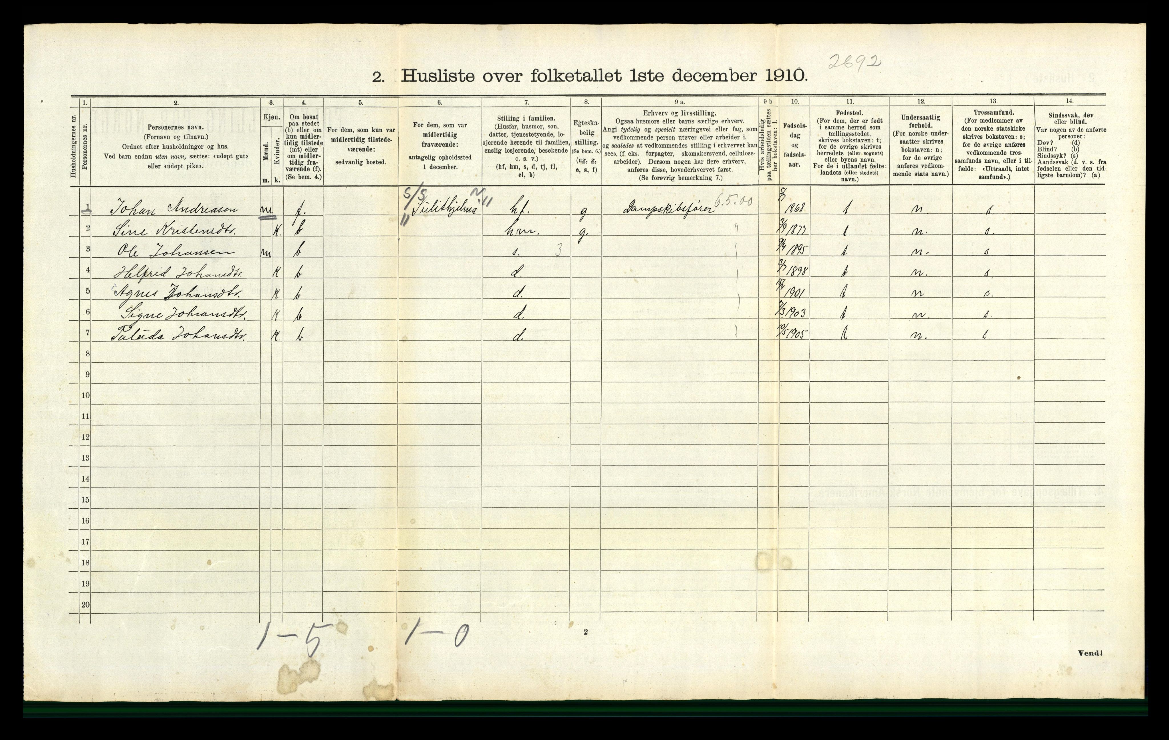 RA, 1910 census for Brønnøy, 1910, p. 174