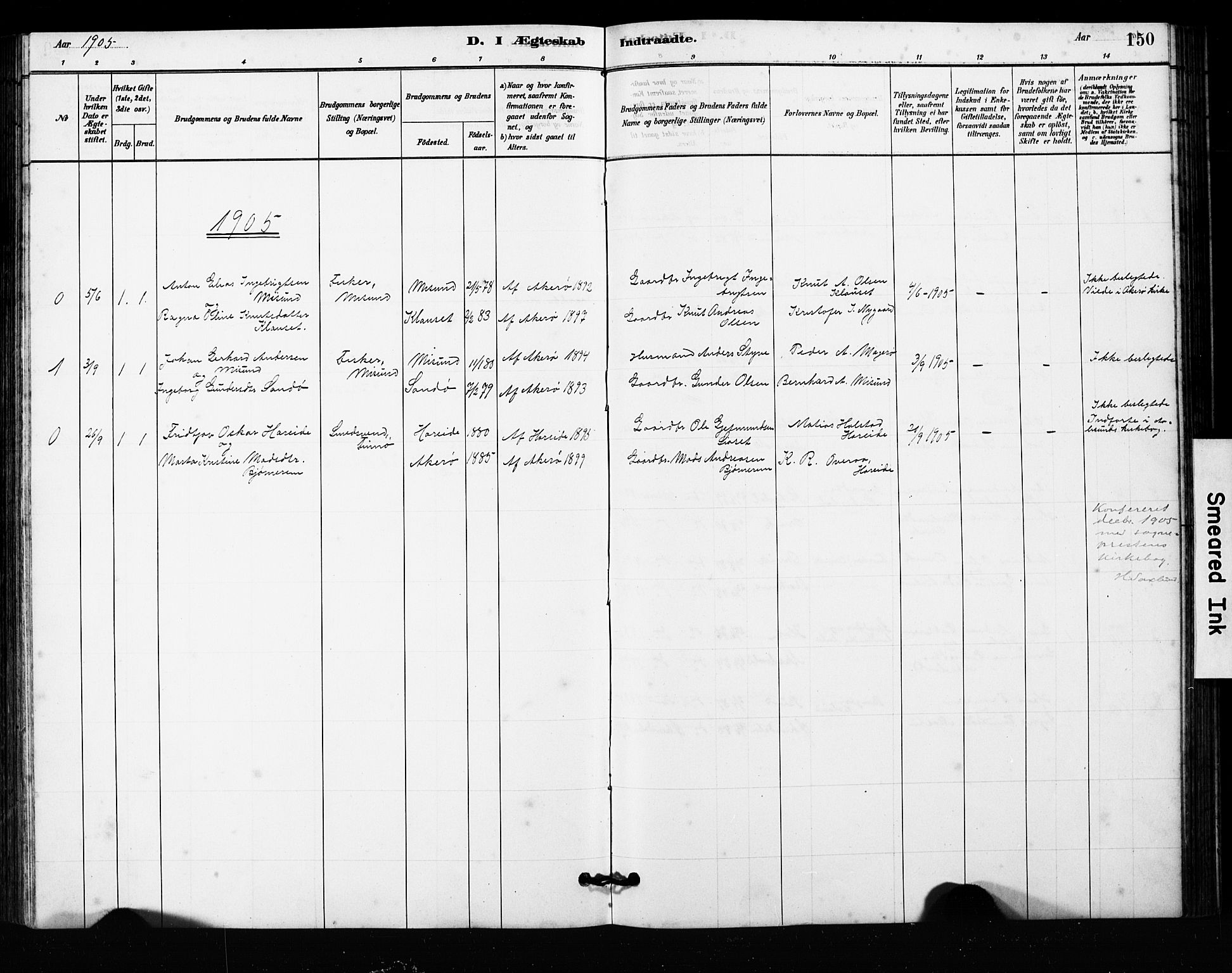Ministerialprotokoller, klokkerbøker og fødselsregistre - Møre og Romsdal, SAT/A-1454/563/L0737: Parish register (copy) no. 563C01, 1878-1916, p. 150