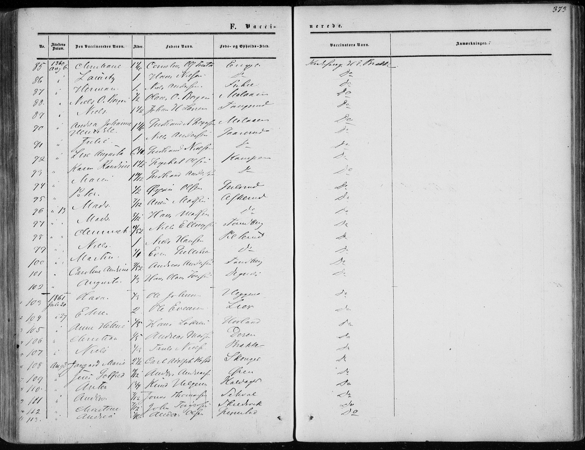 Modum kirkebøker, AV/SAKO-A-234/F/Fa/L0009: Parish register (official) no. 9, 1860-1864, p. 373