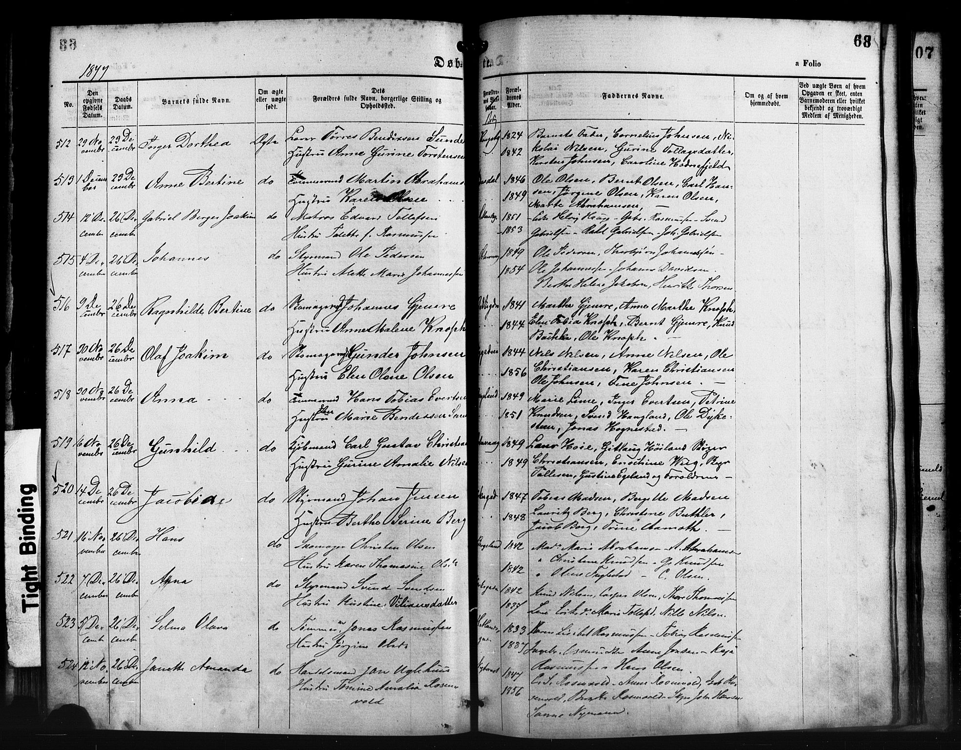 St. Petri sokneprestkontor, AV/SAST-A-101813/001/30/30BA/L0014: Parish register (official) no. A 14, 1876-1879, p. 68