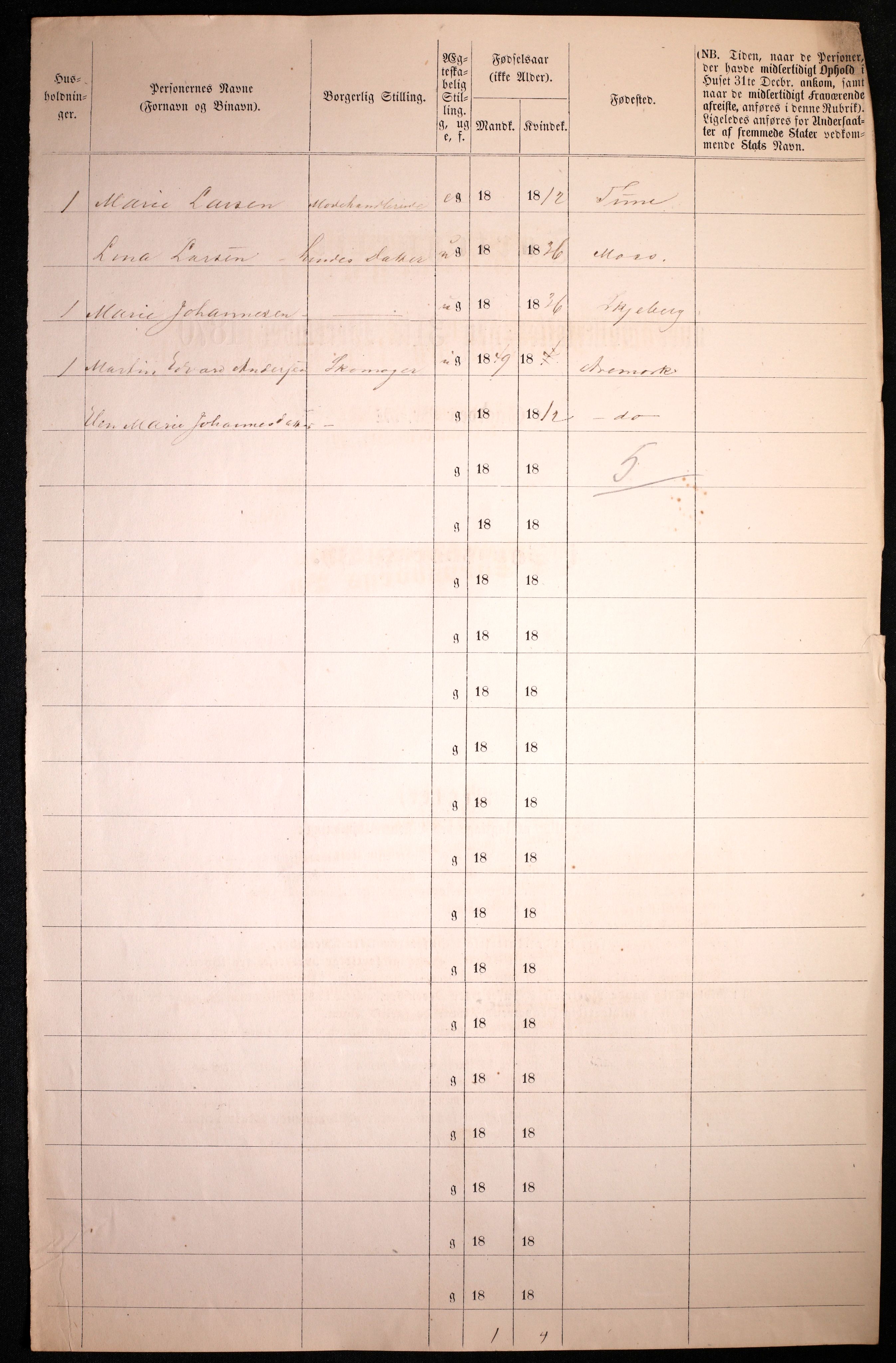 RA, 1870 census for 0102 Sarpsborg, 1870, p. 12