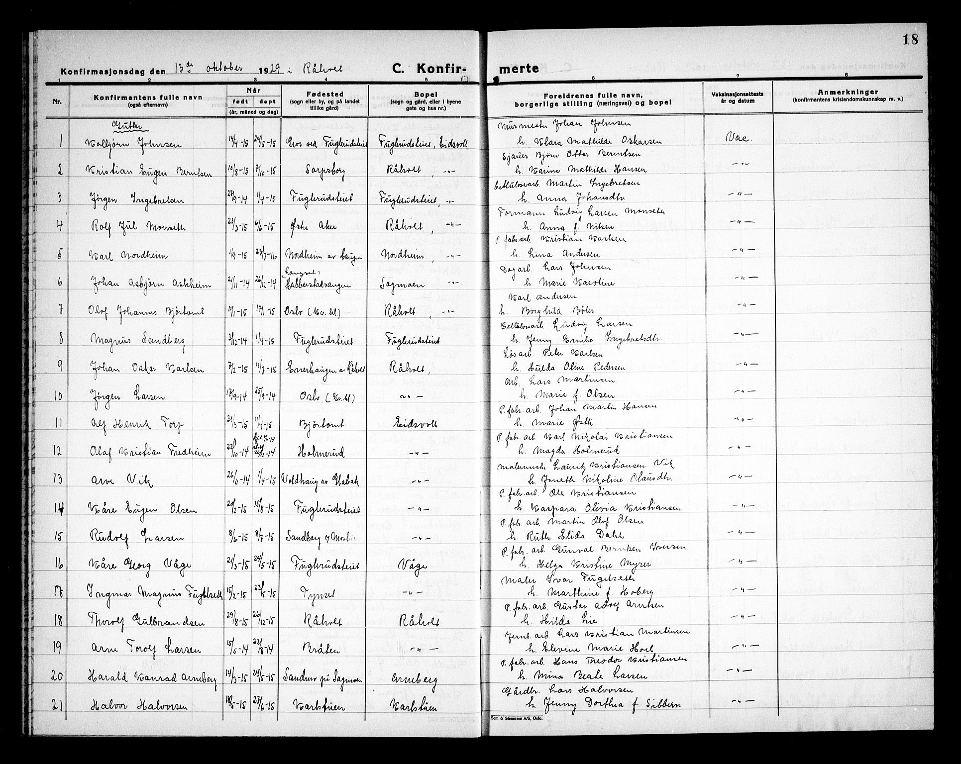 Eidsvoll prestekontor Kirkebøker, AV/SAO-A-10888/G/Ga/L0011: Parish register (copy) no. I 11, 1926-1936, p. 18