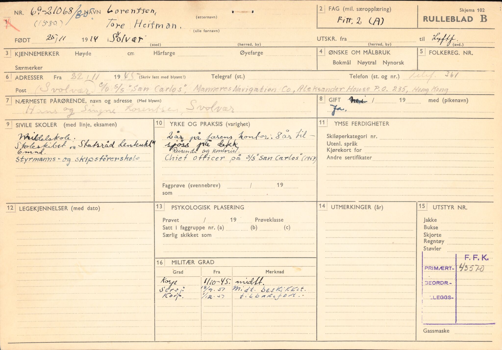 Forsvaret, Forsvarets overkommando/Luftforsvarsstaben, RA/RAFA-4079/P/Pa/L0037: Personellpapirer, 1914, p. 42