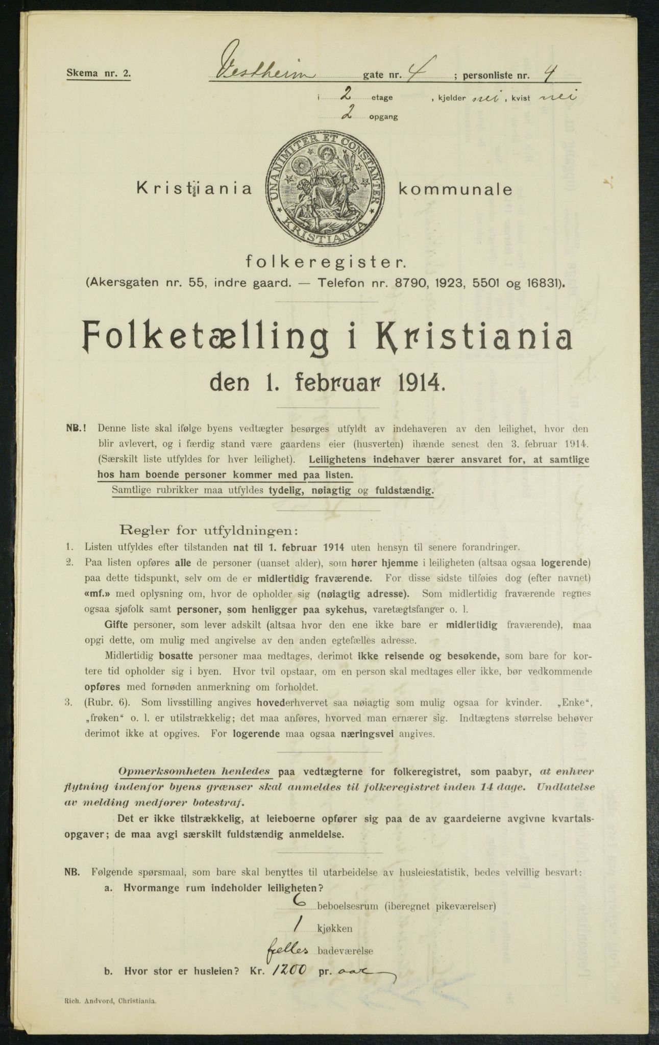 OBA, Municipal Census 1914 for Kristiania, 1914, p. 123495