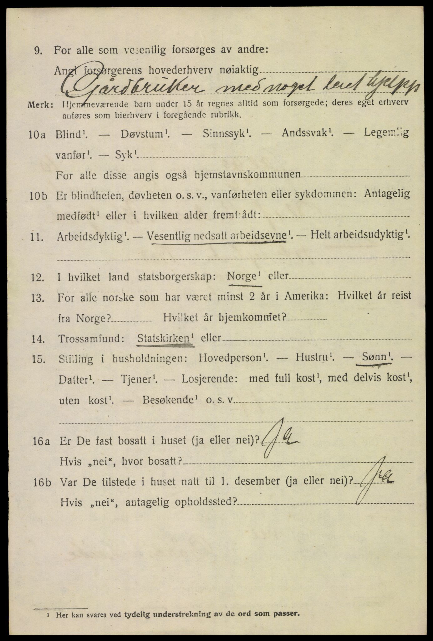 SAH, 1920 census for Tolga, 1920, p. 4958