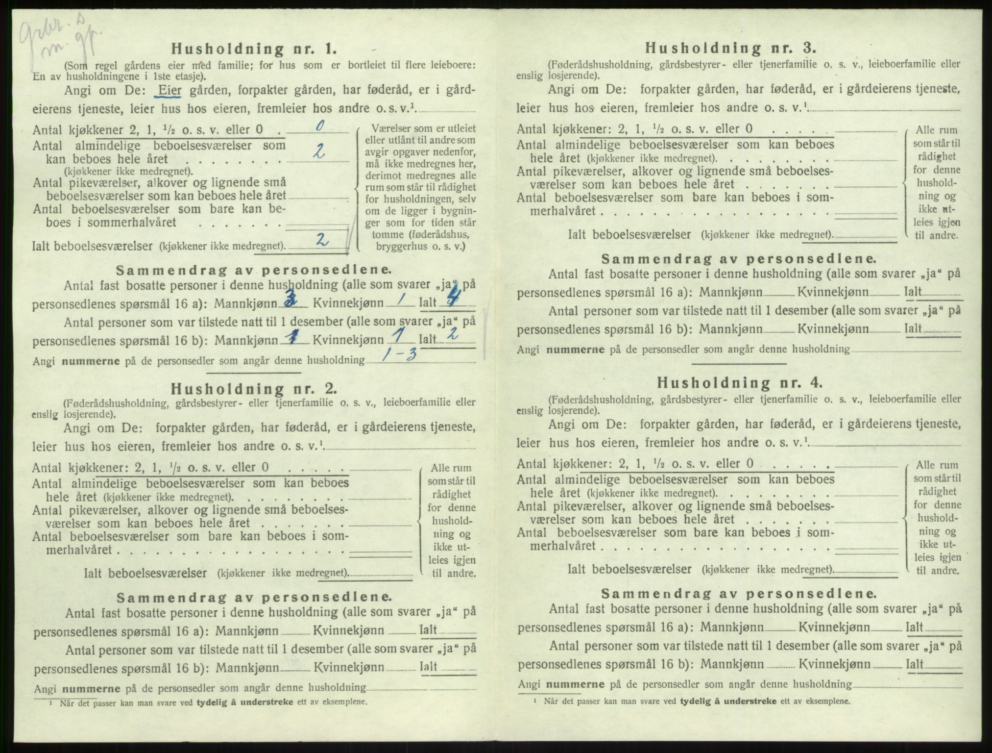 SAB, 1920 census for Lavik, 1920, p. 300