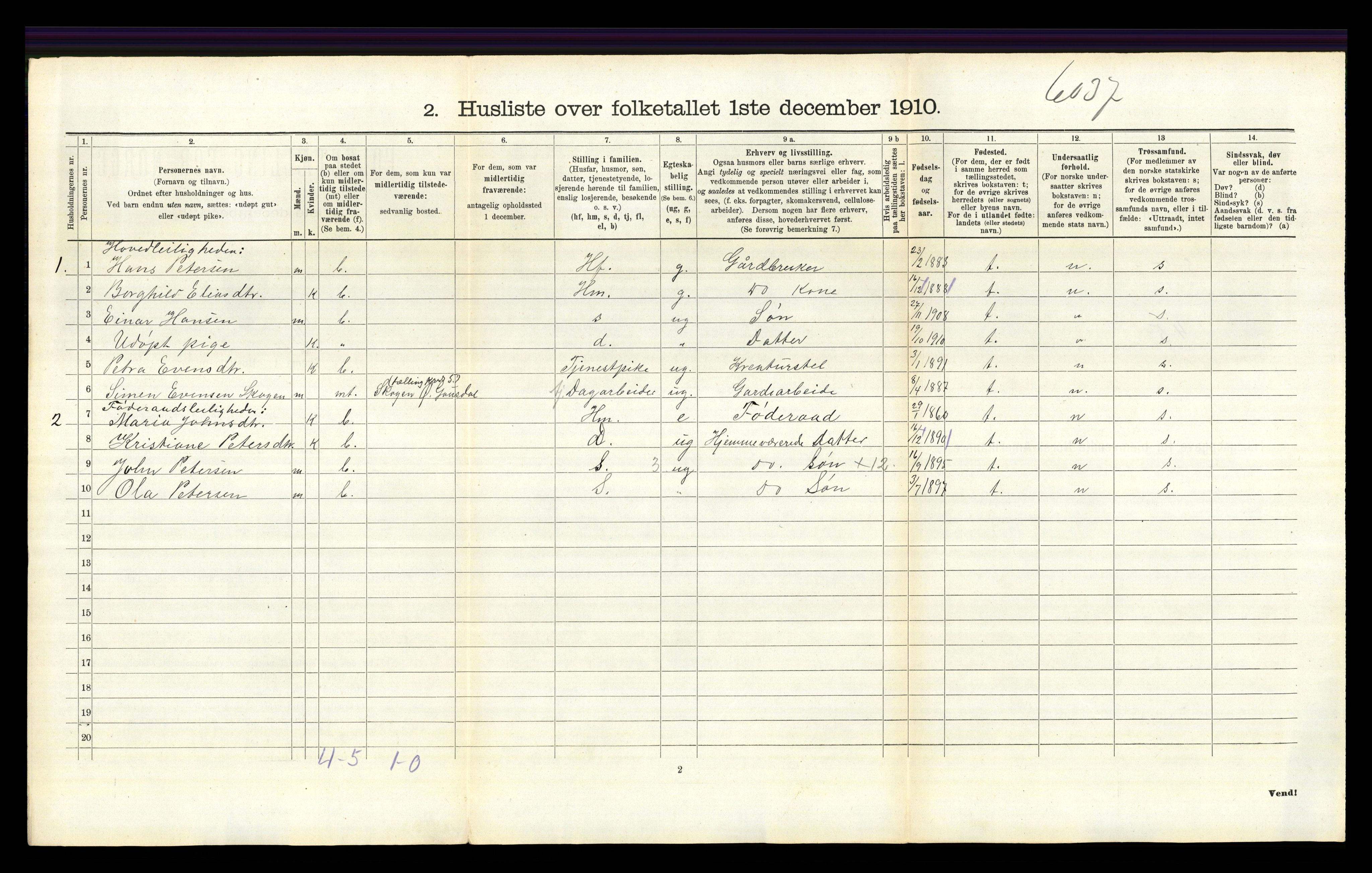 RA, 1910 census for Østre Gausdal, 1910, p. 845