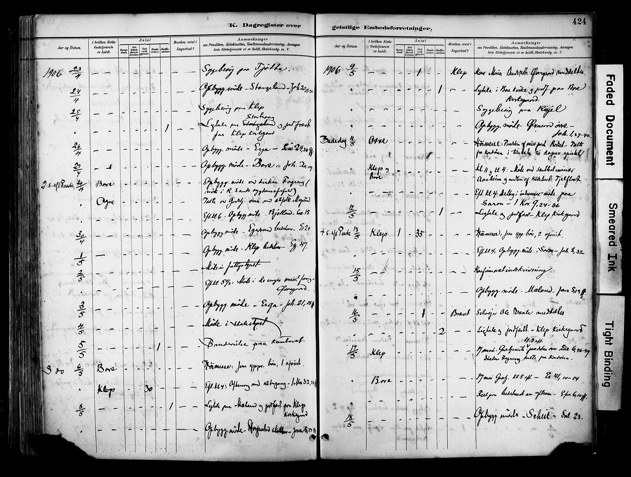 Klepp sokneprestkontor, AV/SAST-A-101803/001/3/30BA/L0009: Parish register (official) no. A 7, 1886-1915, p. 424