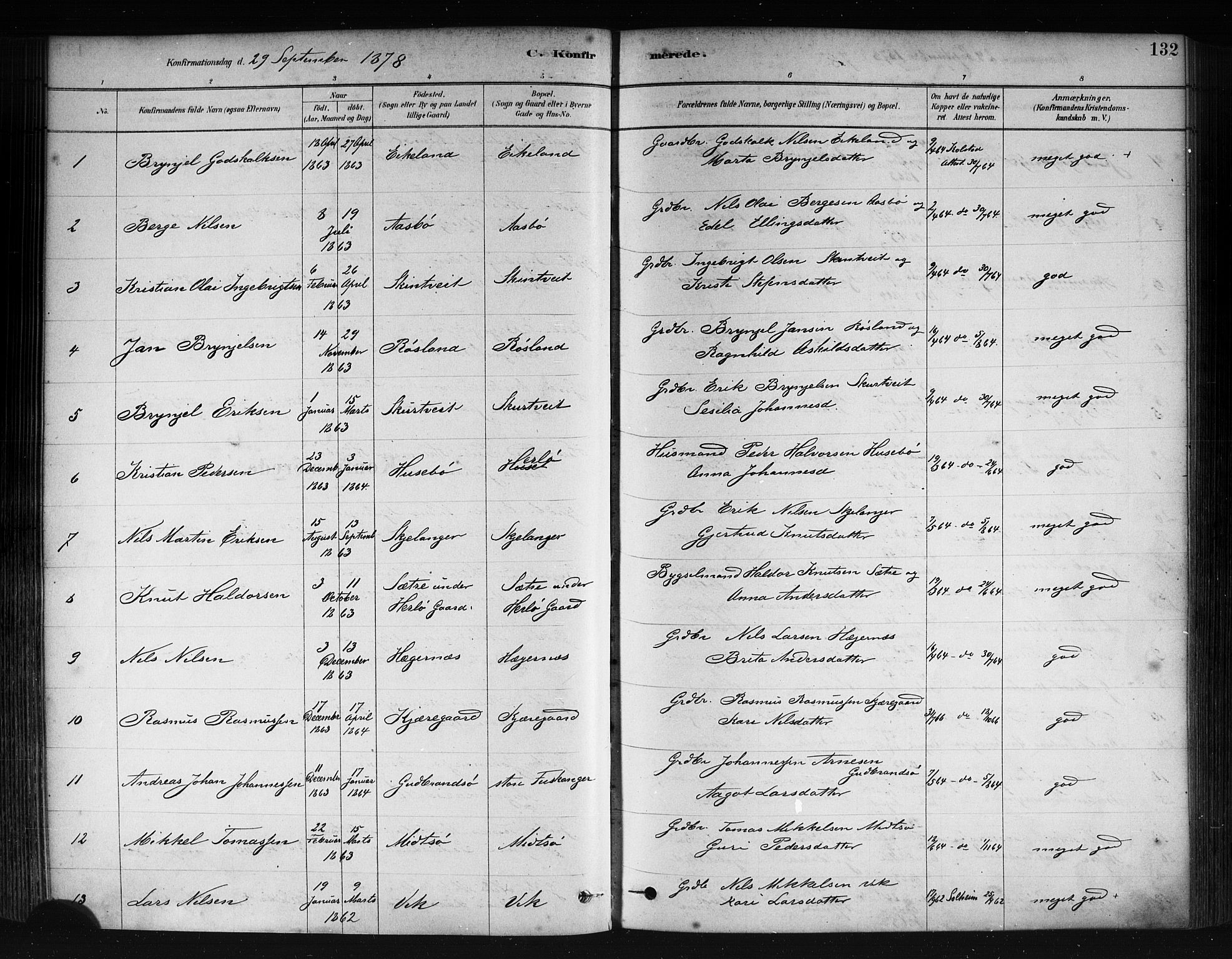 Herdla Sokneprestembete, SAB/A-75701/H/Haa: Parish register (official) no. A 3, 1878-1890, p. 132