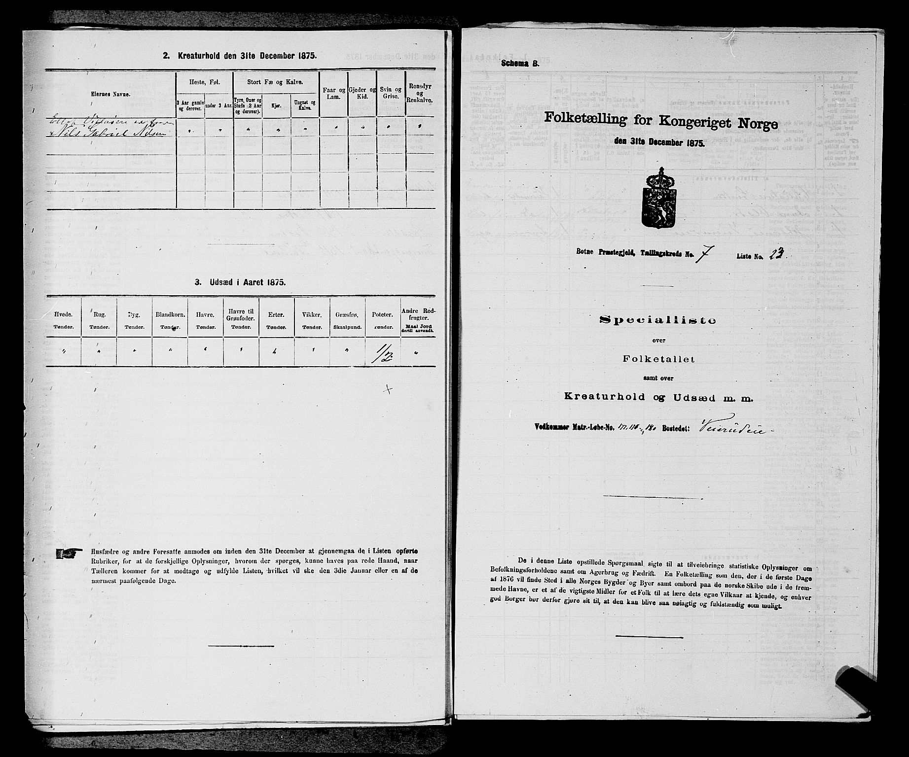 SAKO, 1875 census for 0715P Botne, 1875, p. 624