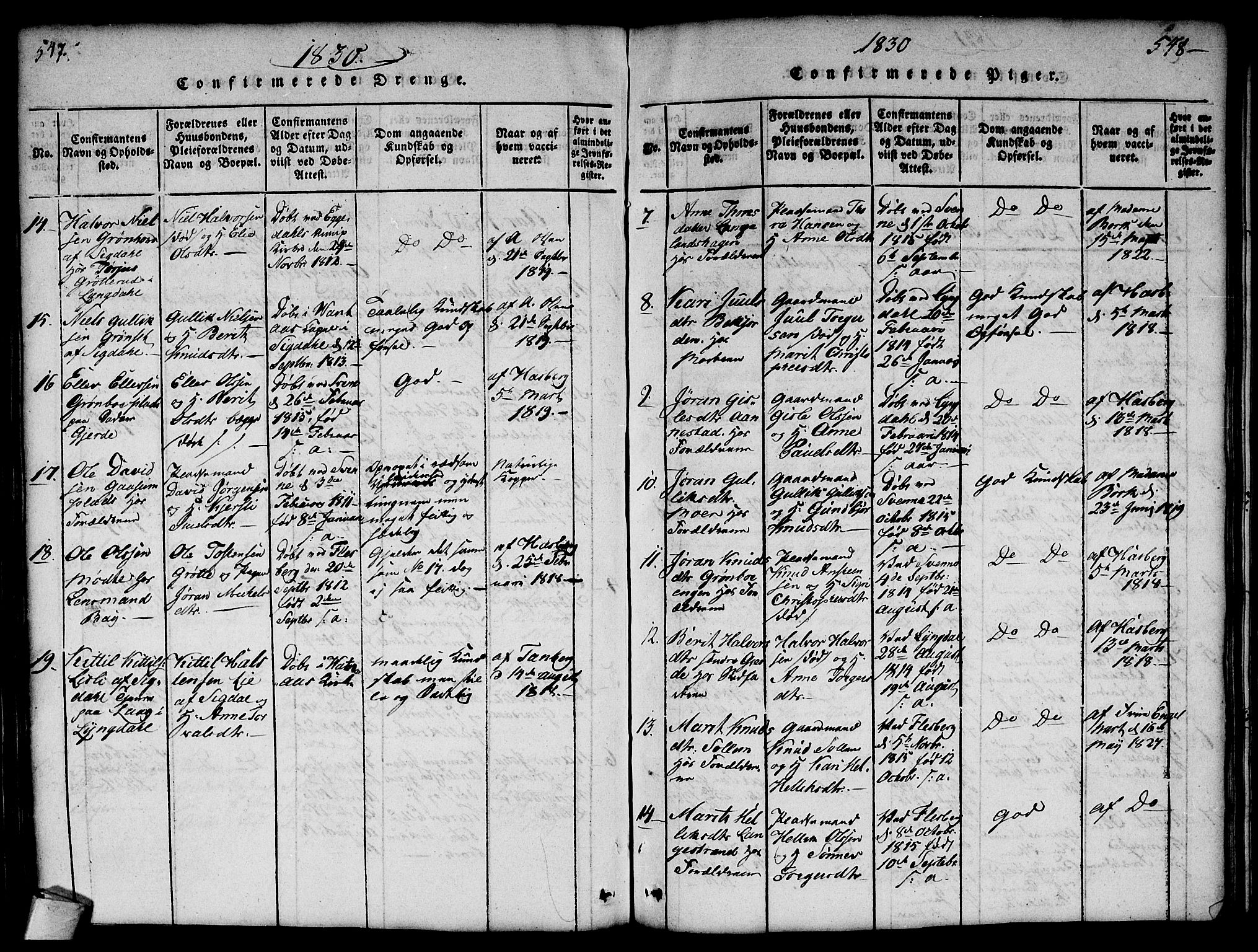 Flesberg kirkebøker, AV/SAKO-A-18/G/Ga/L0001: Parish register (copy) no. I 1, 1816-1834, p. 547-548