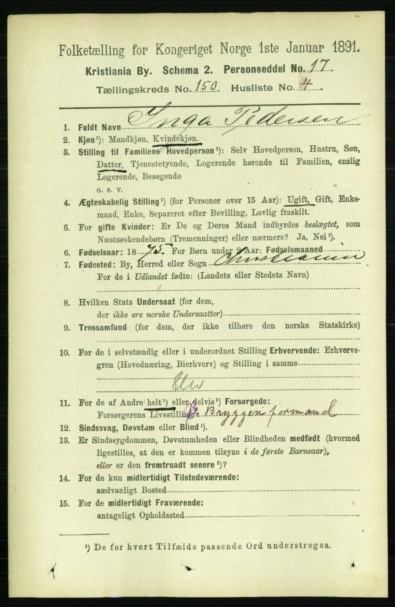 RA, 1891 census for 0301 Kristiania, 1891, p. 83892