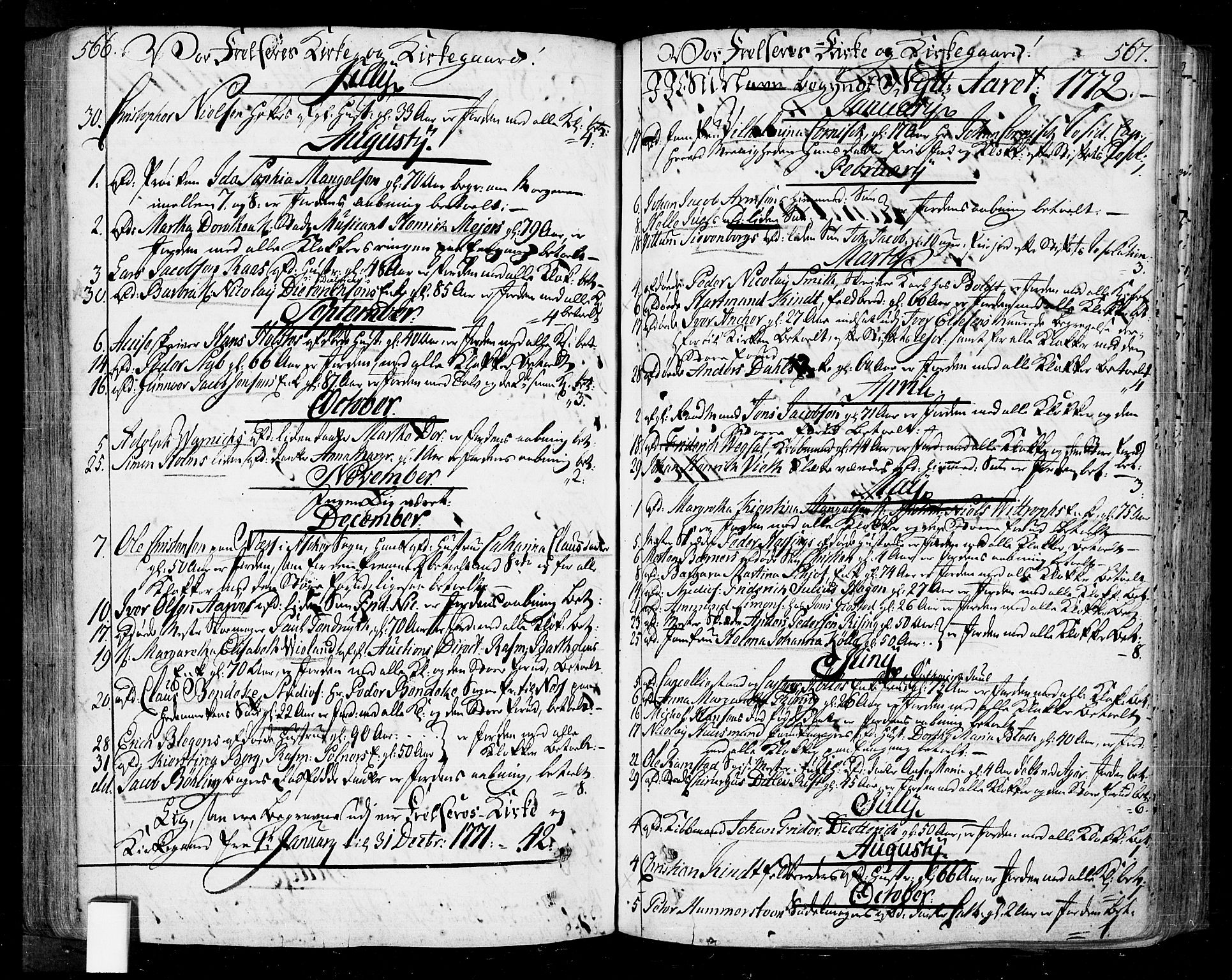 Oslo domkirke Kirkebøker, SAO/A-10752/F/Fa/L0004: Parish register (official) no. 4, 1743-1786, p. 566-567