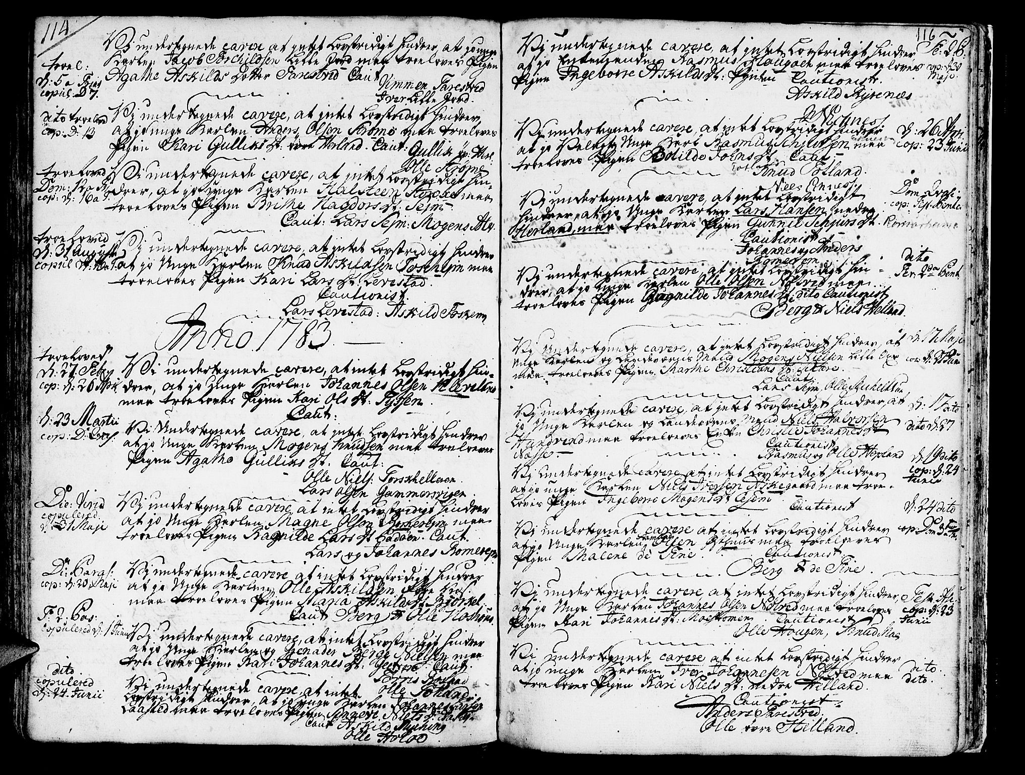 Hosanger sokneprestembete, SAB/A-75801/H/Haa: Parish register (official) no. A 2 /1, 1766-1793, p. 116