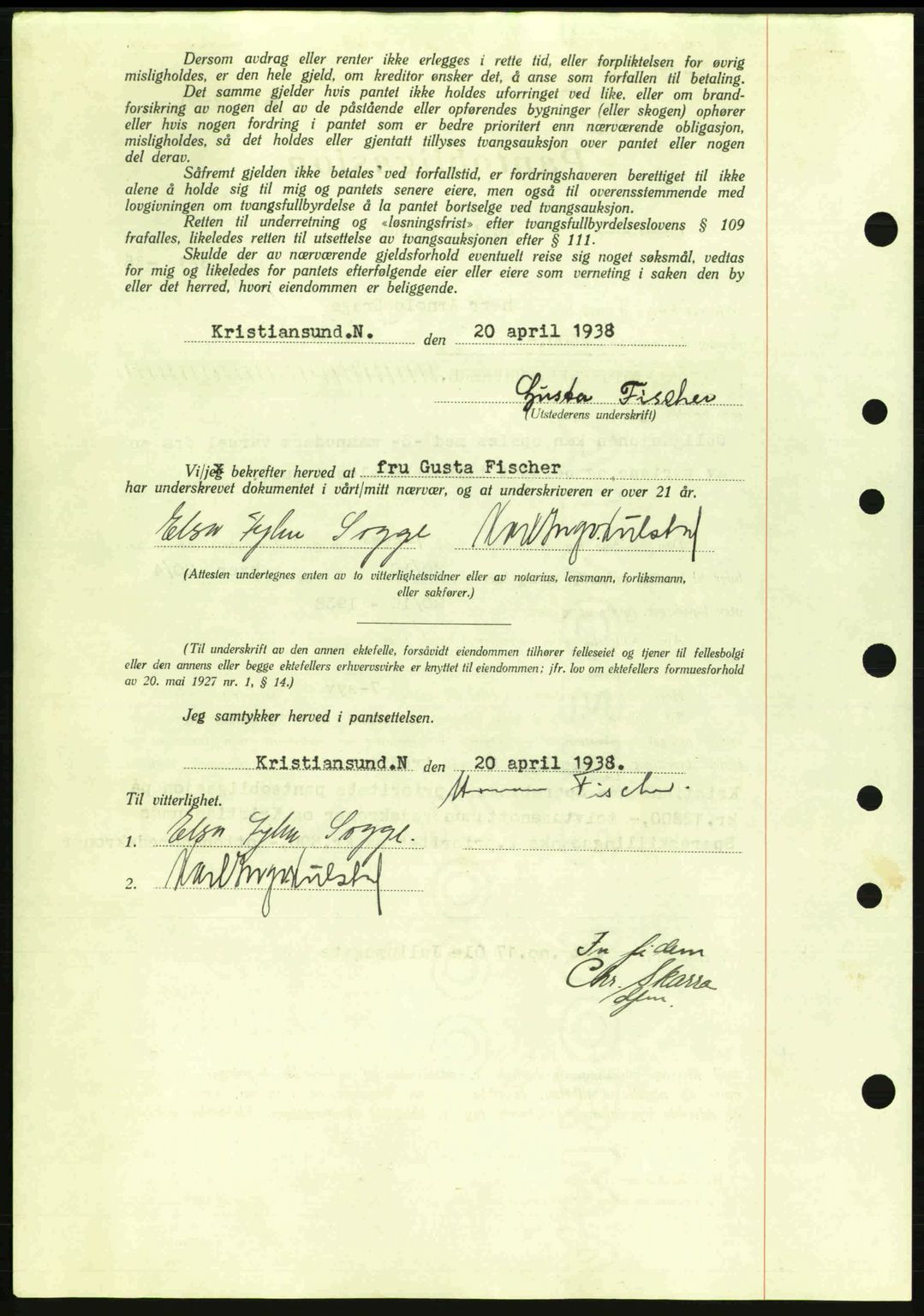 Kristiansund byfogd, SAT/A-4587/A/27: Mortgage book no. 31, 1938-1939, Diary no: : 254/1938
