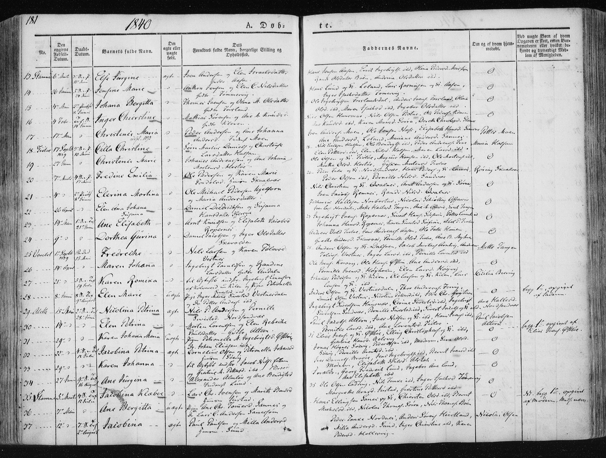 Ministerialprotokoller, klokkerbøker og fødselsregistre - Nordland, SAT/A-1459/830/L0446: Parish register (official) no. 830A10, 1831-1865, p. 181