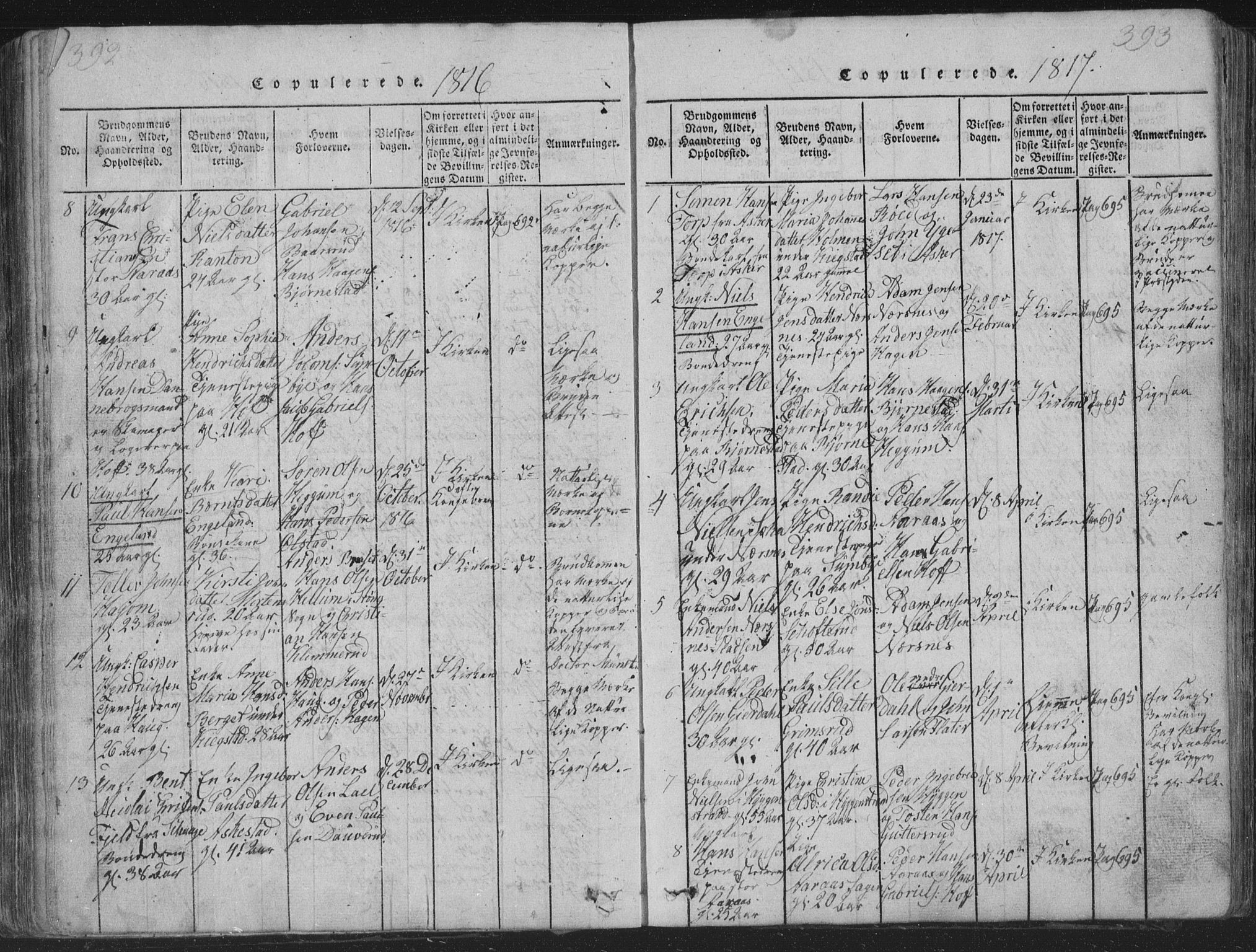 Røyken kirkebøker, SAKO/A-241/G/Ga/L0003: Parish register (copy) no. 3, 1814-1856, p. 392-393
