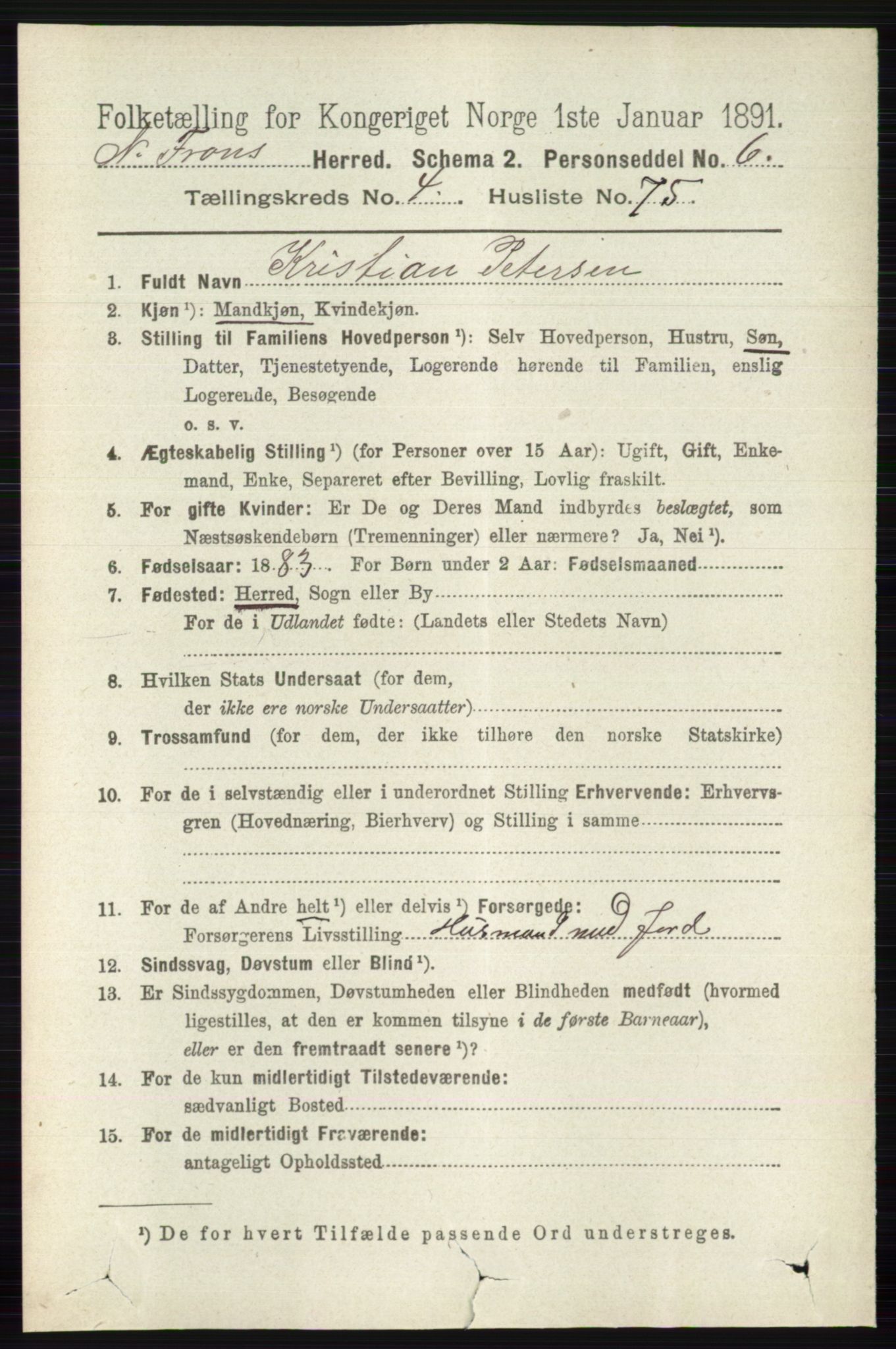 RA, 1891 census for 0518 Nord-Fron, 1891, p. 1917