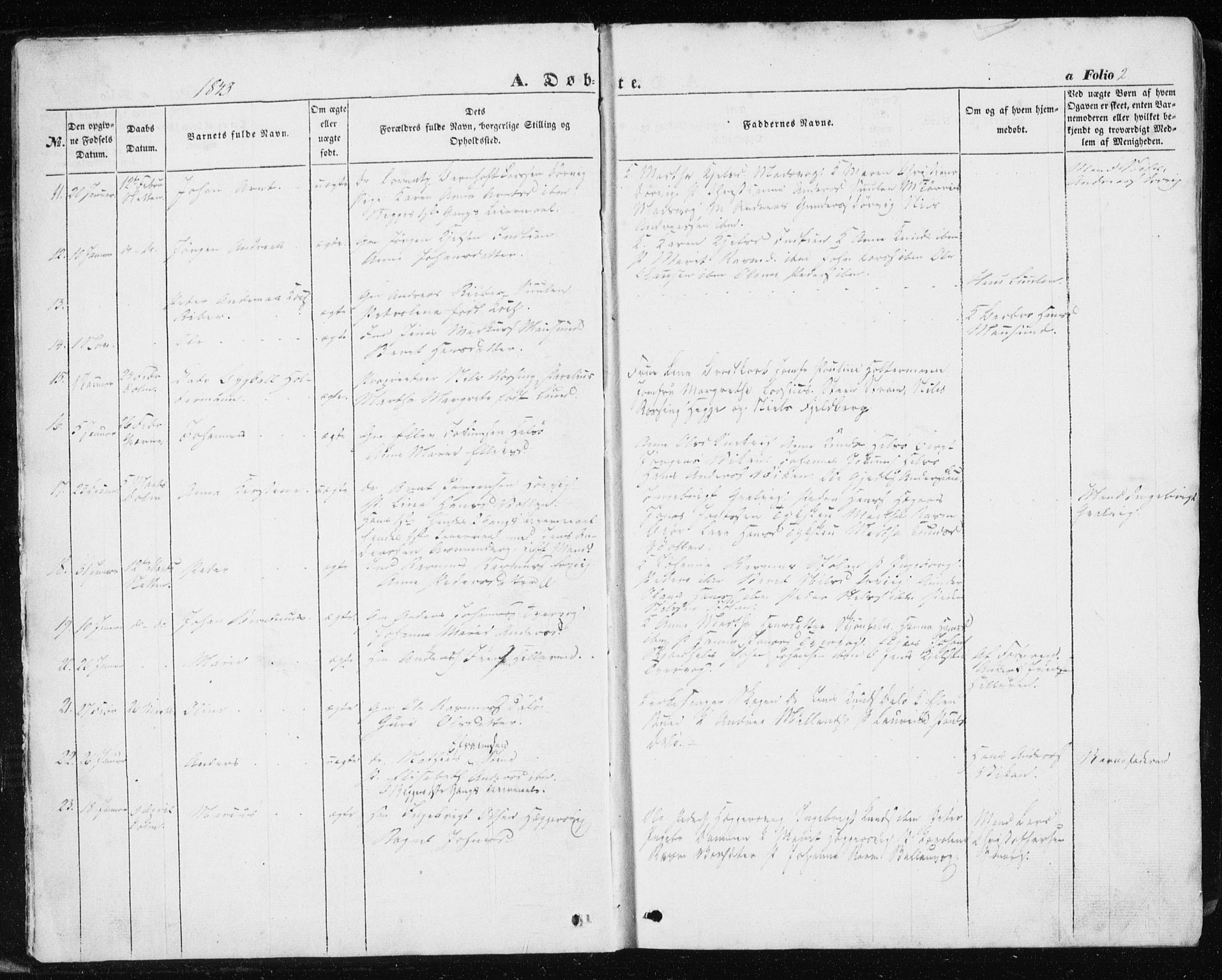 Ministerialprotokoller, klokkerbøker og fødselsregistre - Sør-Trøndelag, AV/SAT-A-1456/634/L0529: Parish register (official) no. 634A05, 1843-1851, p. 2