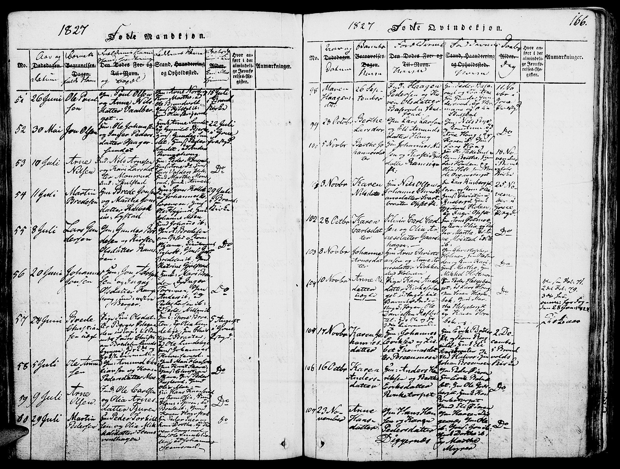 Grue prestekontor, SAH/PREST-036/H/Ha/Haa/L0006: Parish register (official) no. 6, 1814-1830, p. 166
