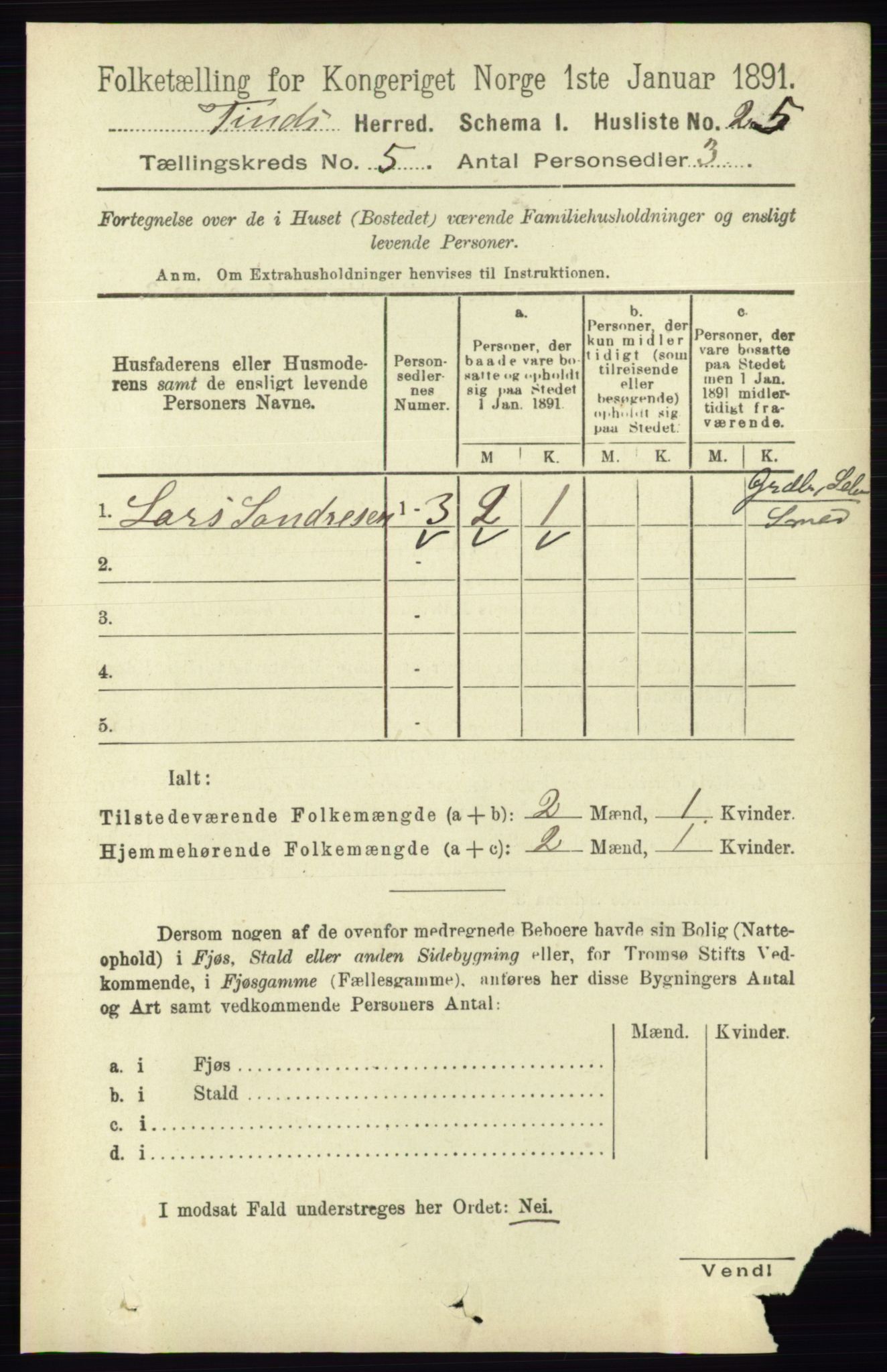 RA, 1891 census for 0826 Tinn, 1891, p. 999