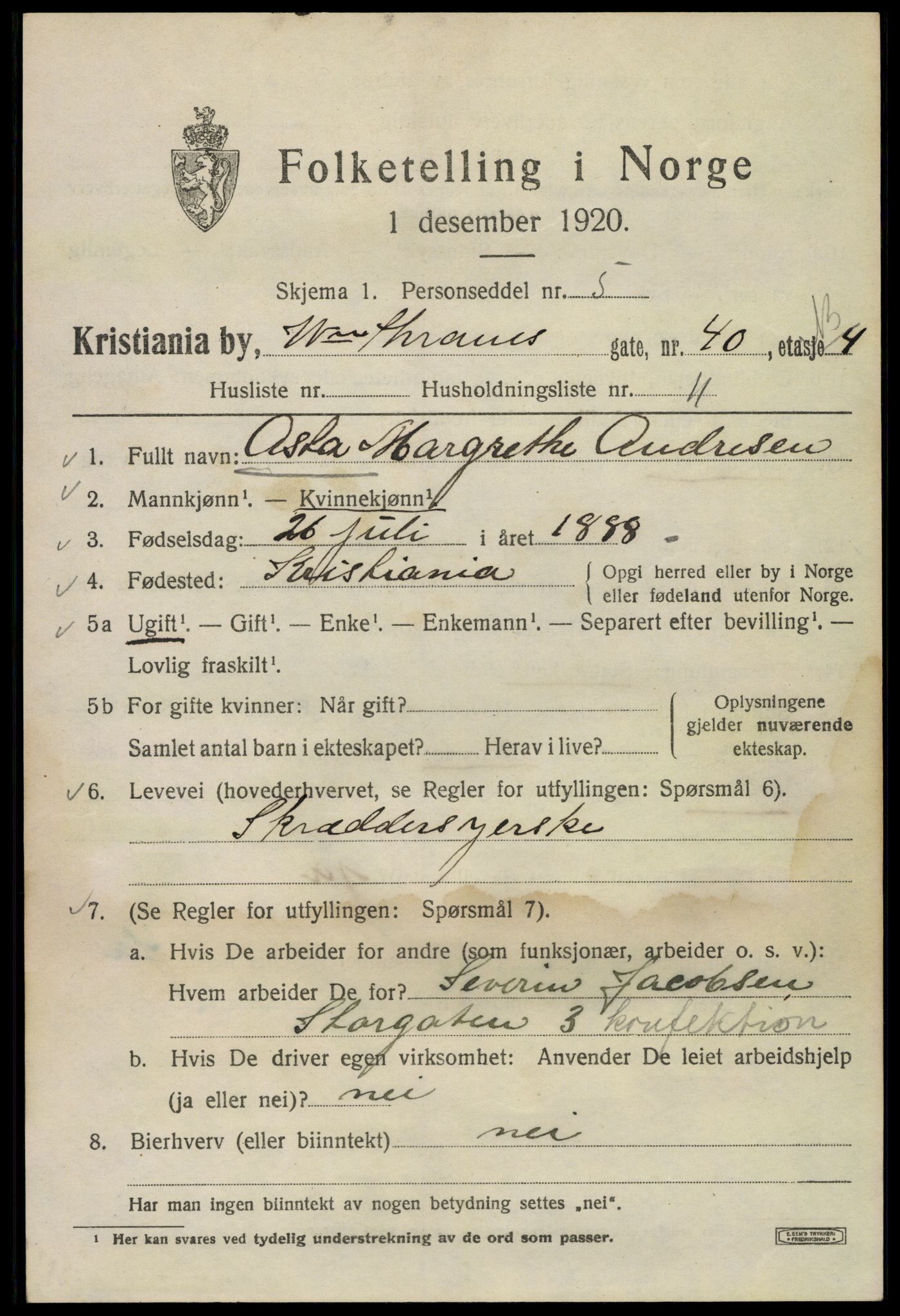 SAO, 1920 census for Kristiania, 1920, p. 647539
