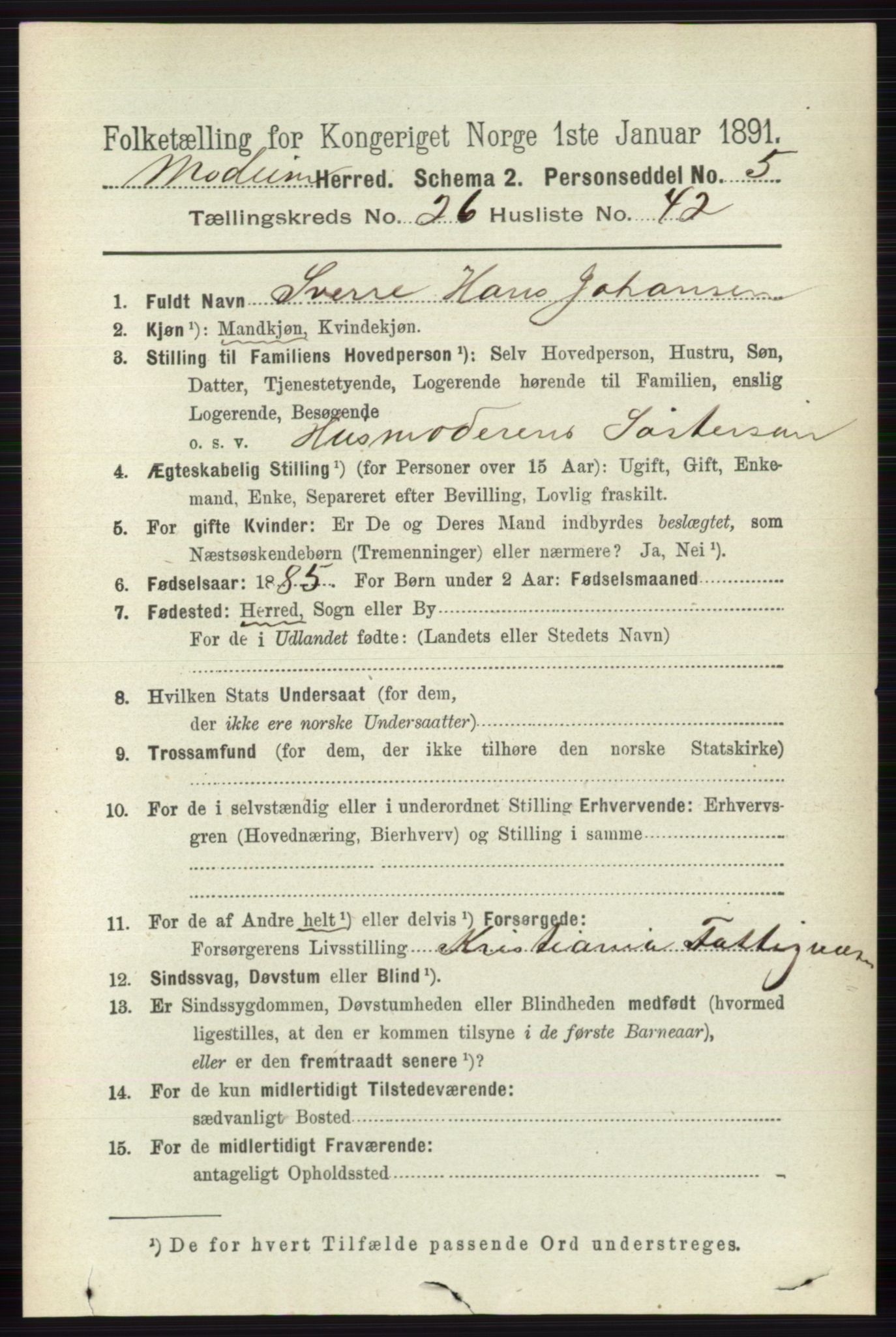 RA, 1891 census for 0623 Modum, 1891, p. 9635