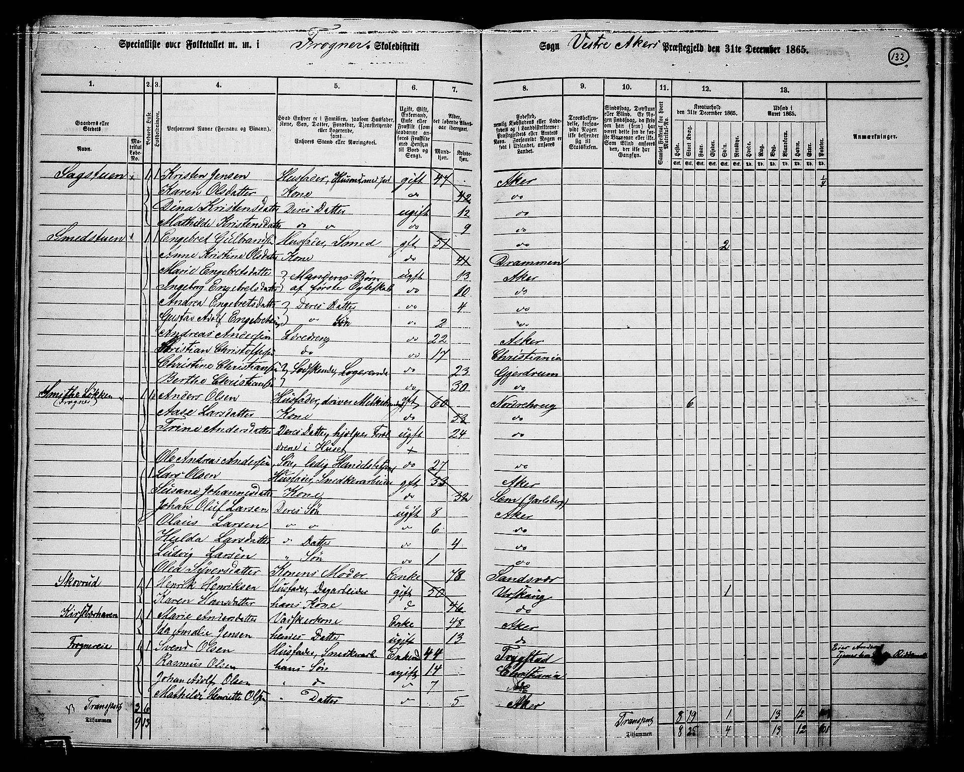 RA, 1865 census for Vestre Aker, 1865, p. 296