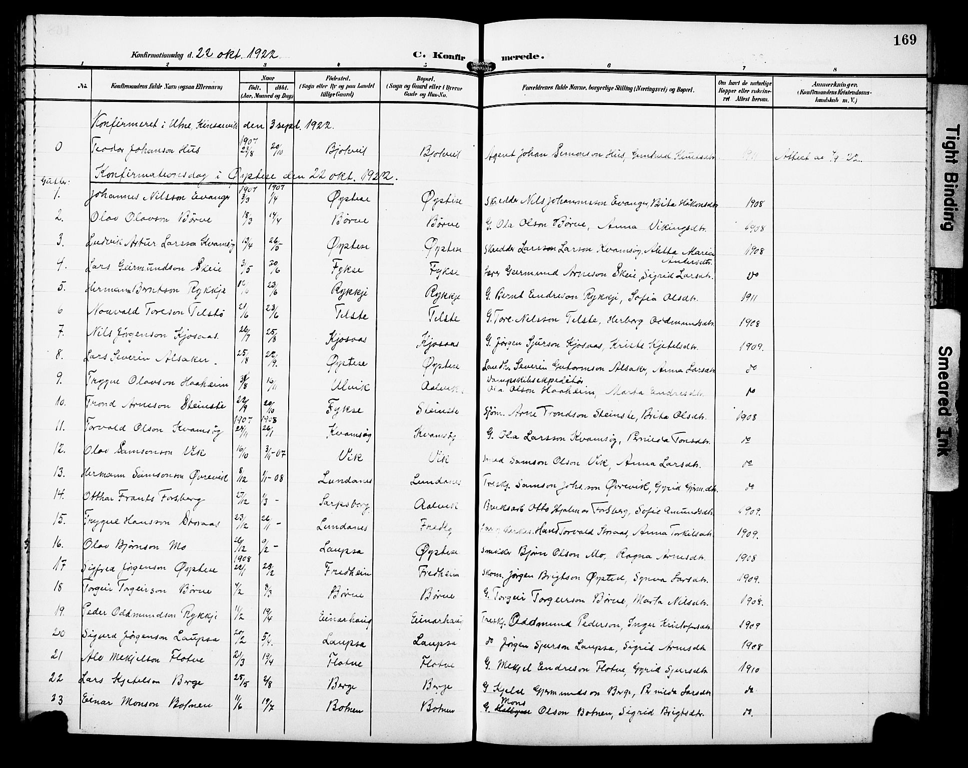 Kvam sokneprestembete, SAB/A-76201/H/Hab: Parish register (copy) no. C 4, 1906-1931, p. 169