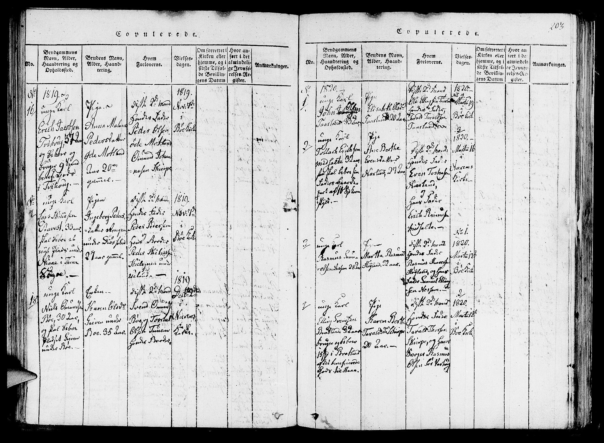 Hå sokneprestkontor, SAST/A-101801/001/30BA/L0003: Parish register (official) no. A 3, 1815-1825, p. 203