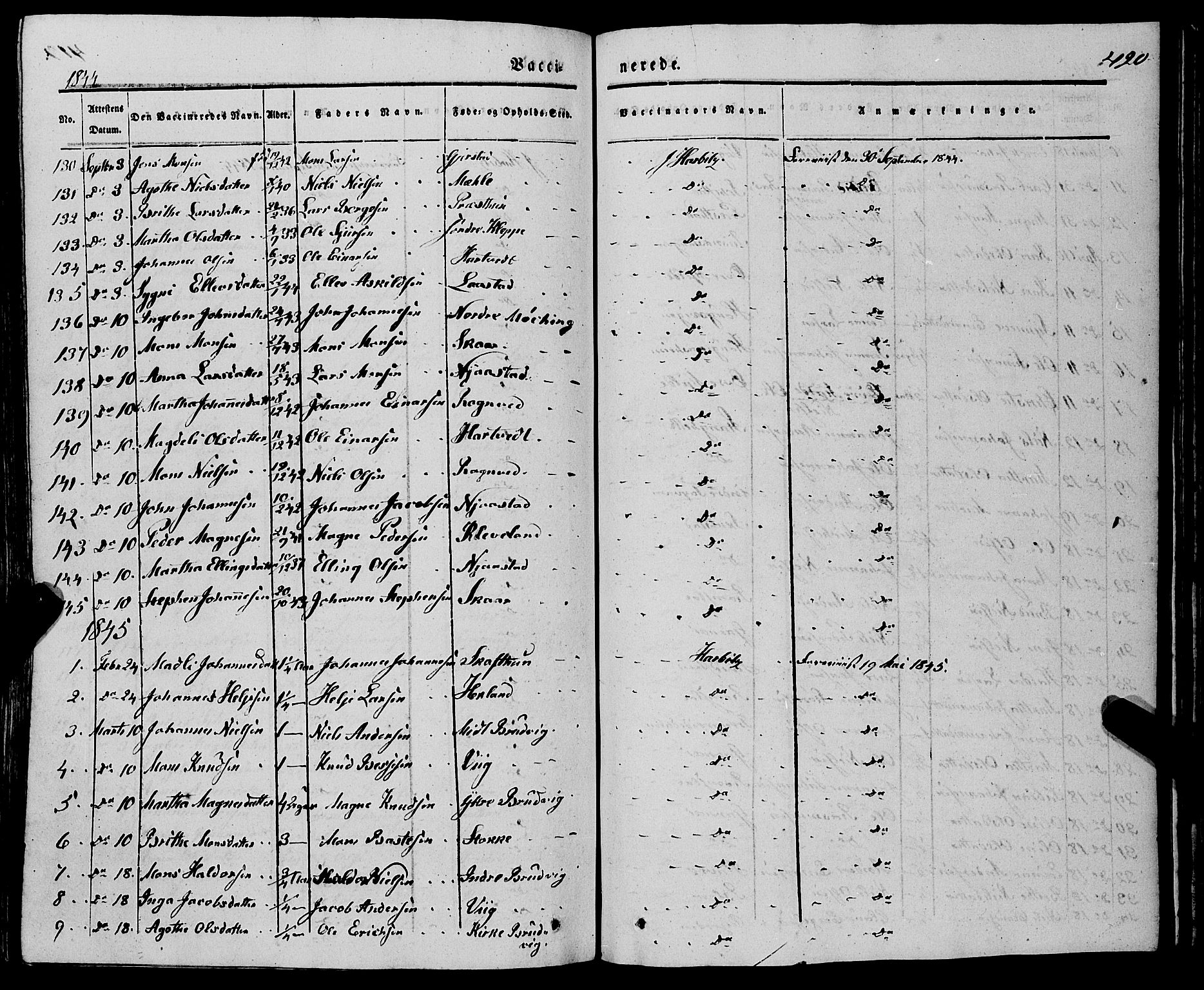 Haus sokneprestembete, SAB/A-75601/H/Haa: Parish register (official) no. A 15, 1838-1847, p. 420