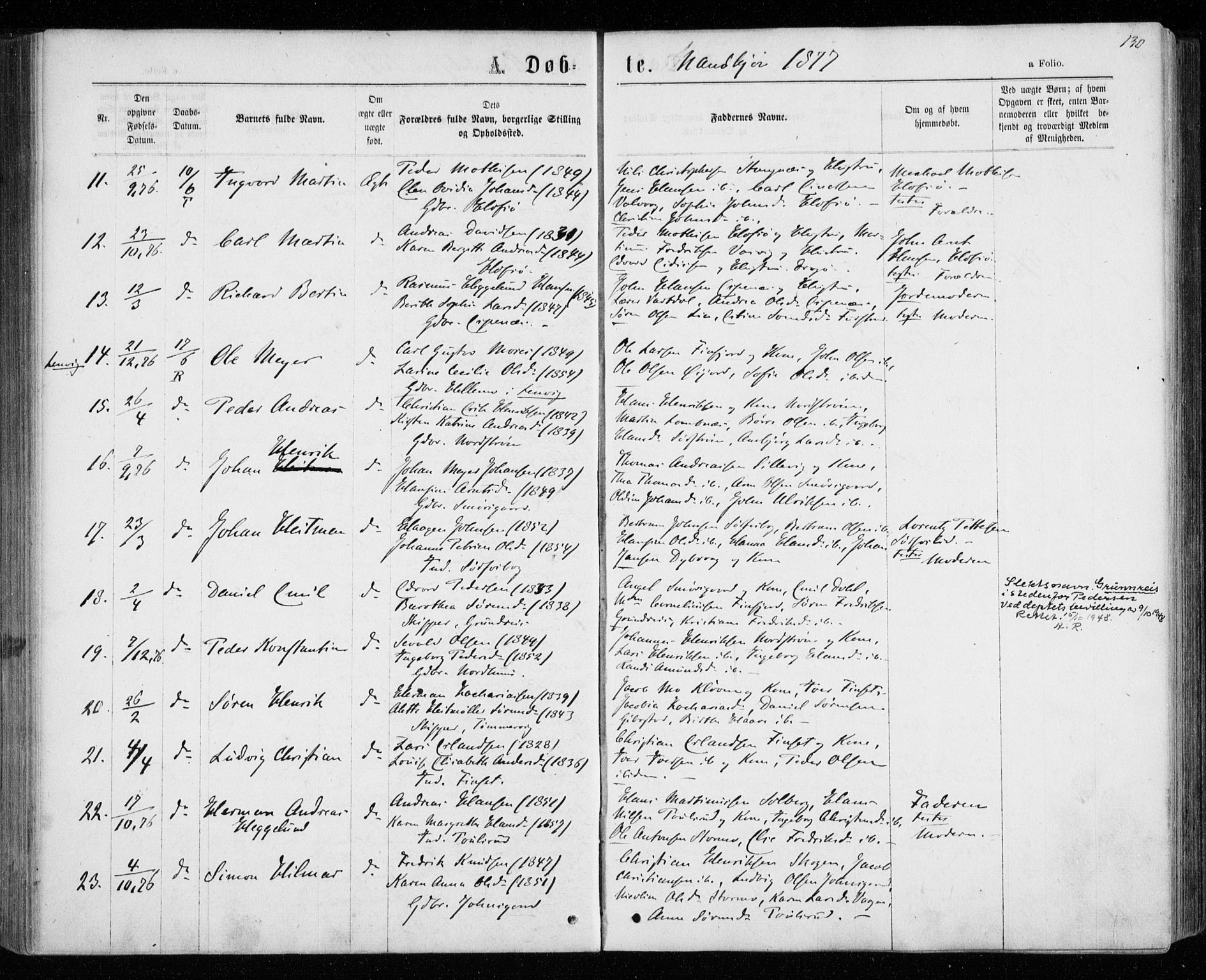 Tranøy sokneprestkontor, AV/SATØ-S-1313/I/Ia/Iaa/L0008kirke: Parish register (official) no. 8, 1867-1877, p. 130